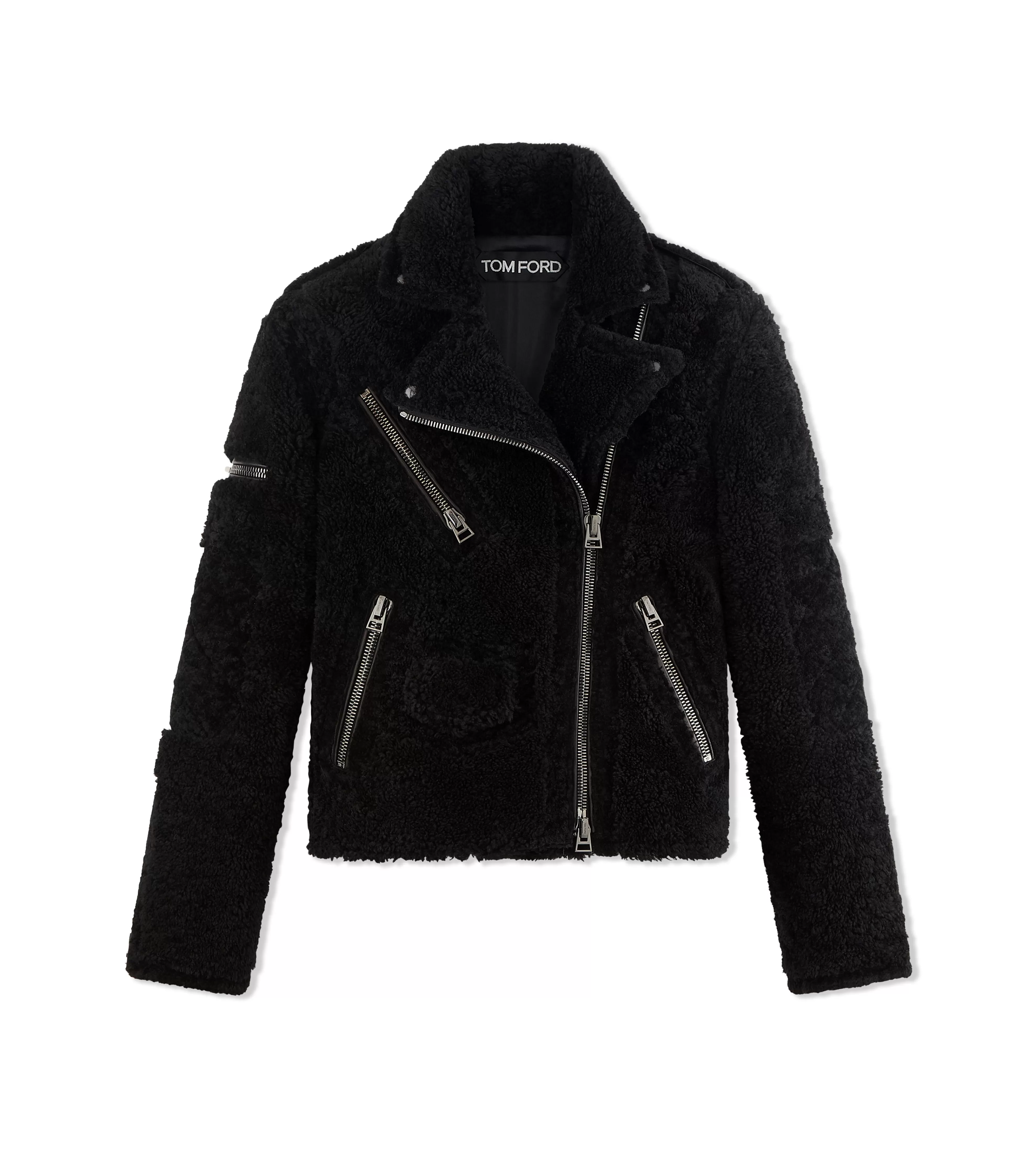 TOM FORD NAPPA SHEARLING BIKER JACKET BLACK^WOMEN Outerwear