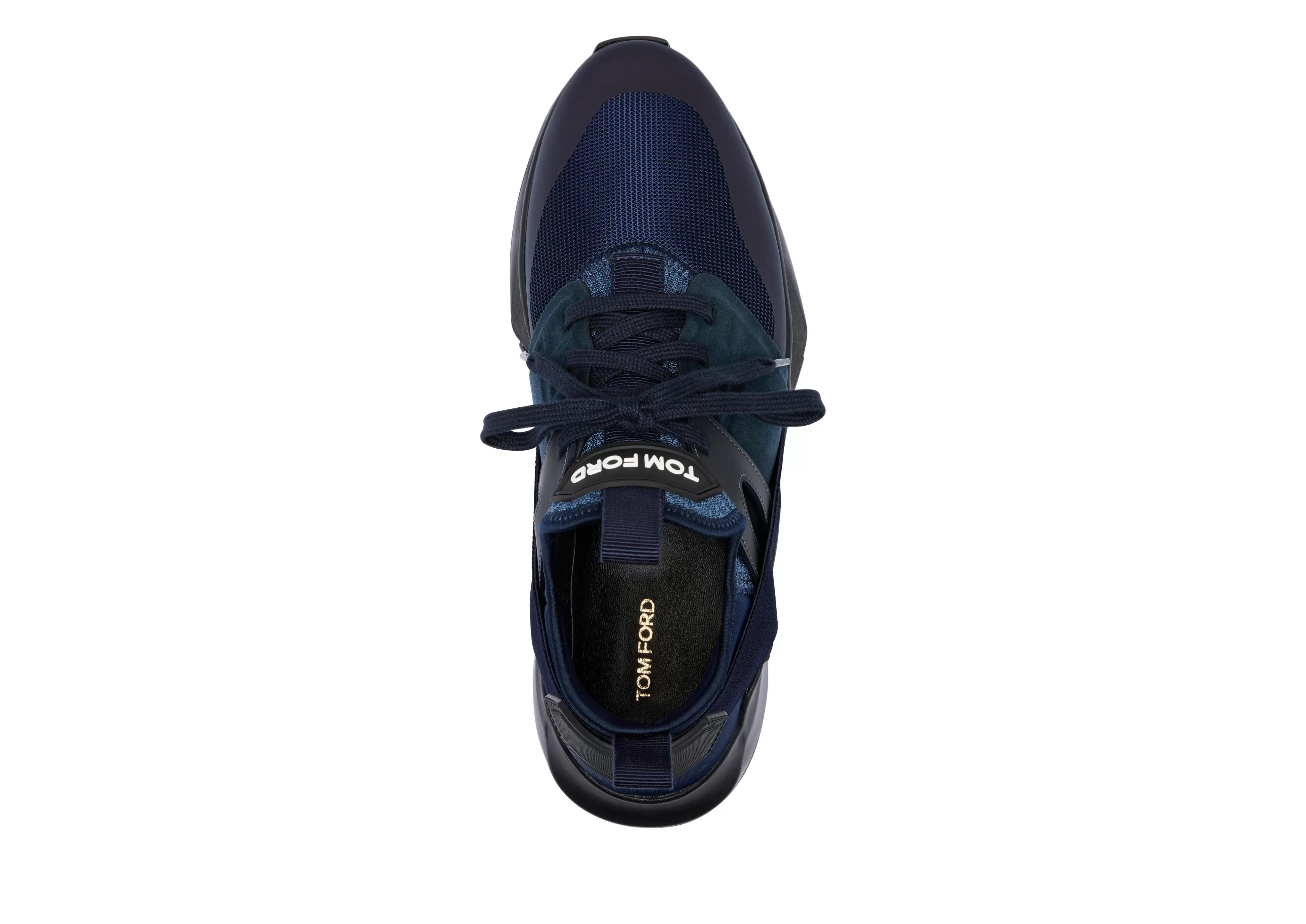 TOM FORD NEOPRENE SUEDE JAGO SNEAKER MIDNIGHT BLUE + BLACK^MEN Sneakers