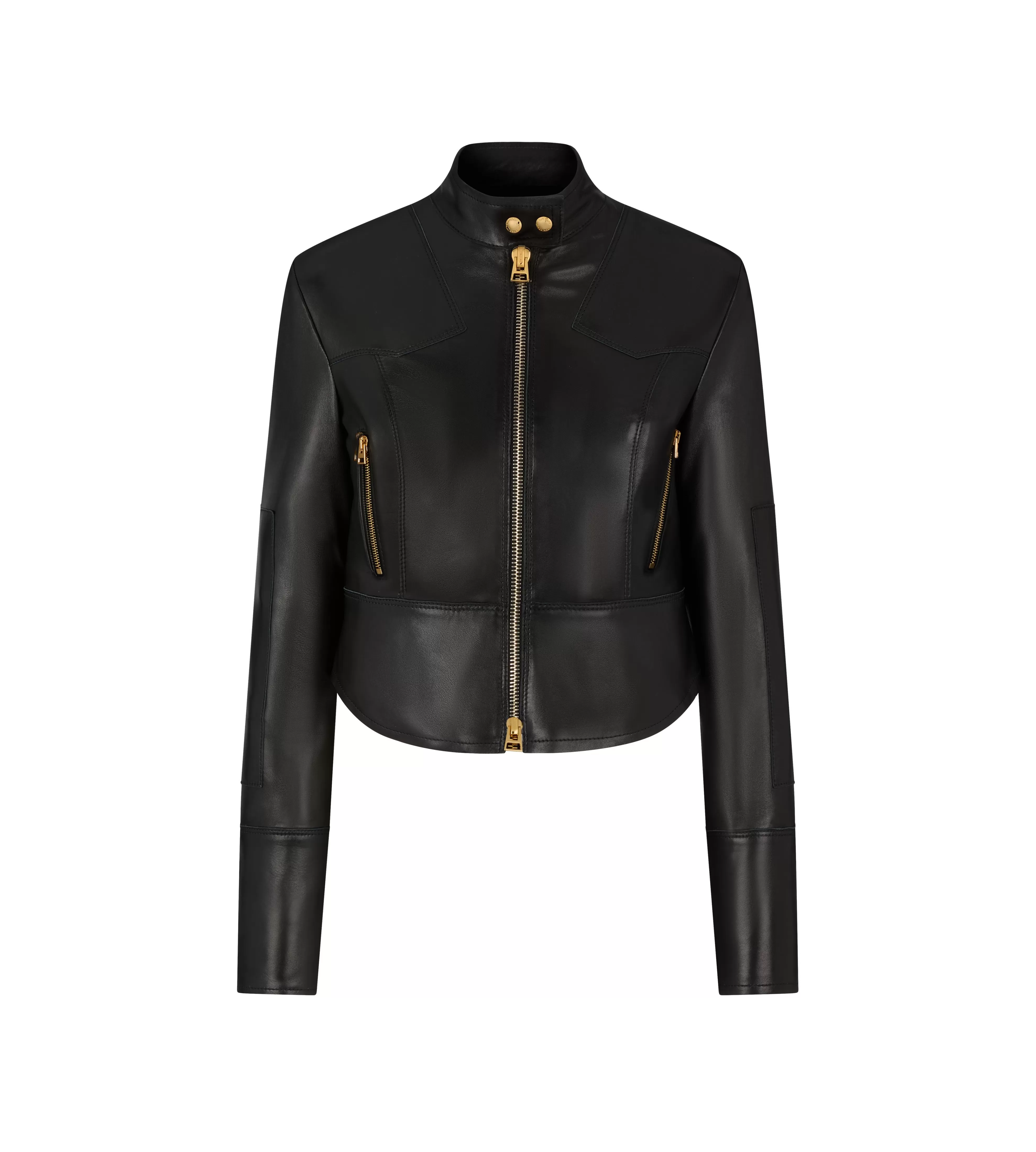 TOM FORD NEW PLONGE LEATHER CROP BIKER JACKET BLACK^WOMEN | WOMEN Outerwear | Jackets