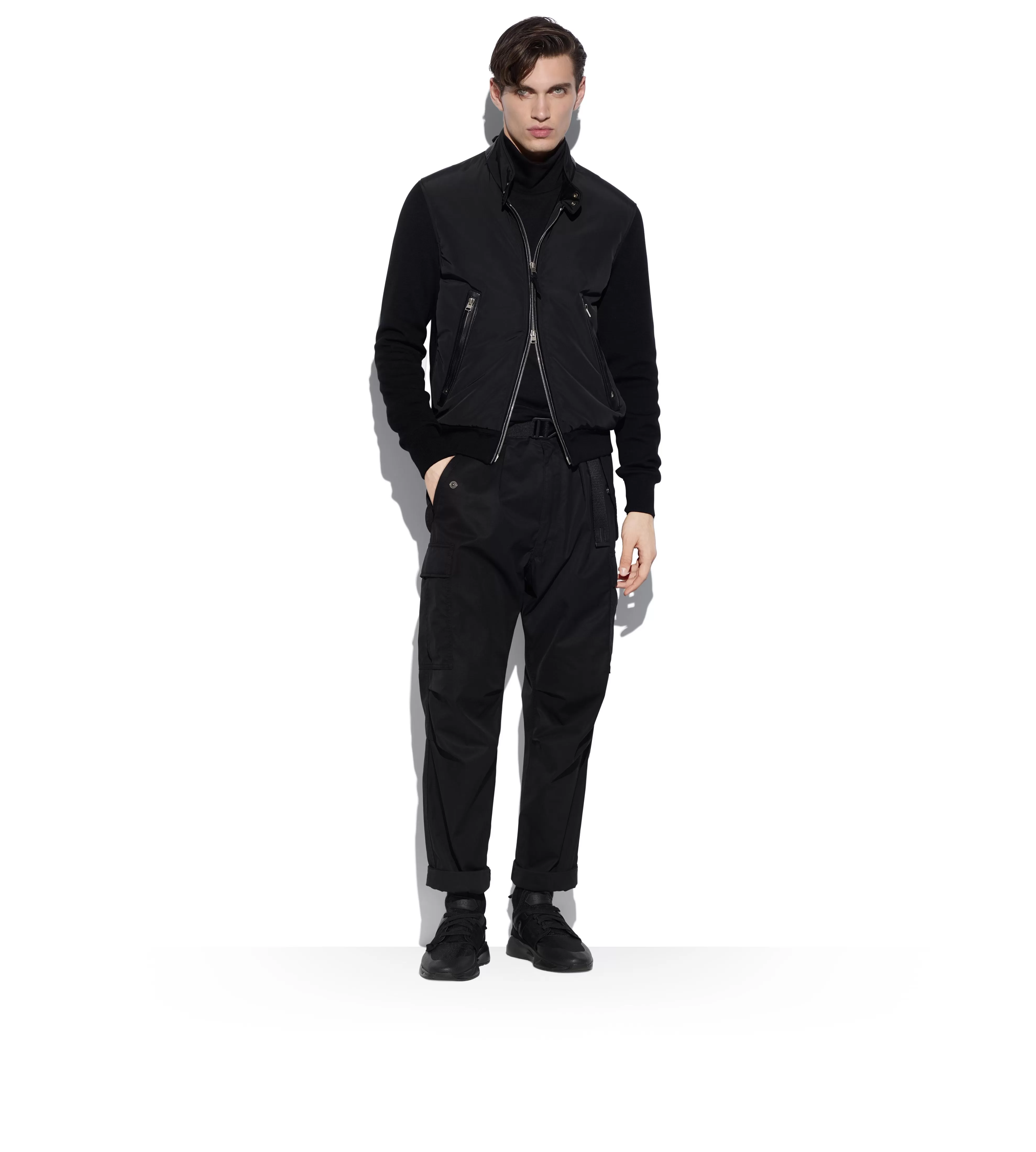 TOM FORD NYLON FRONT HARRINGTON ZIP THROUGH BLACK^MEN Outerwear