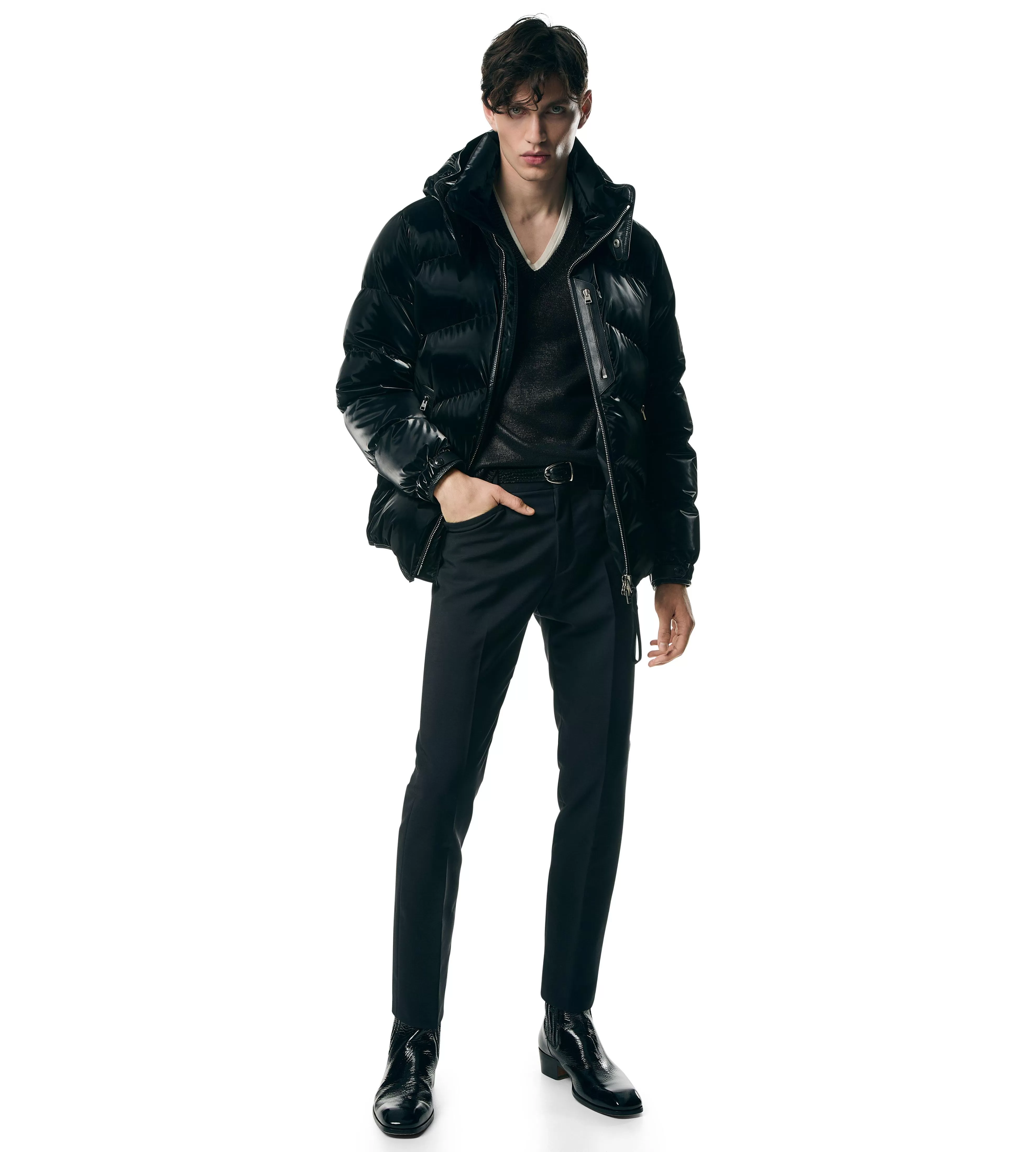 TOM FORD NYLON TAFFETA DOWN JACKET BLACK^MEN | MEN Outerwear | AUTUMN/WINTER 23