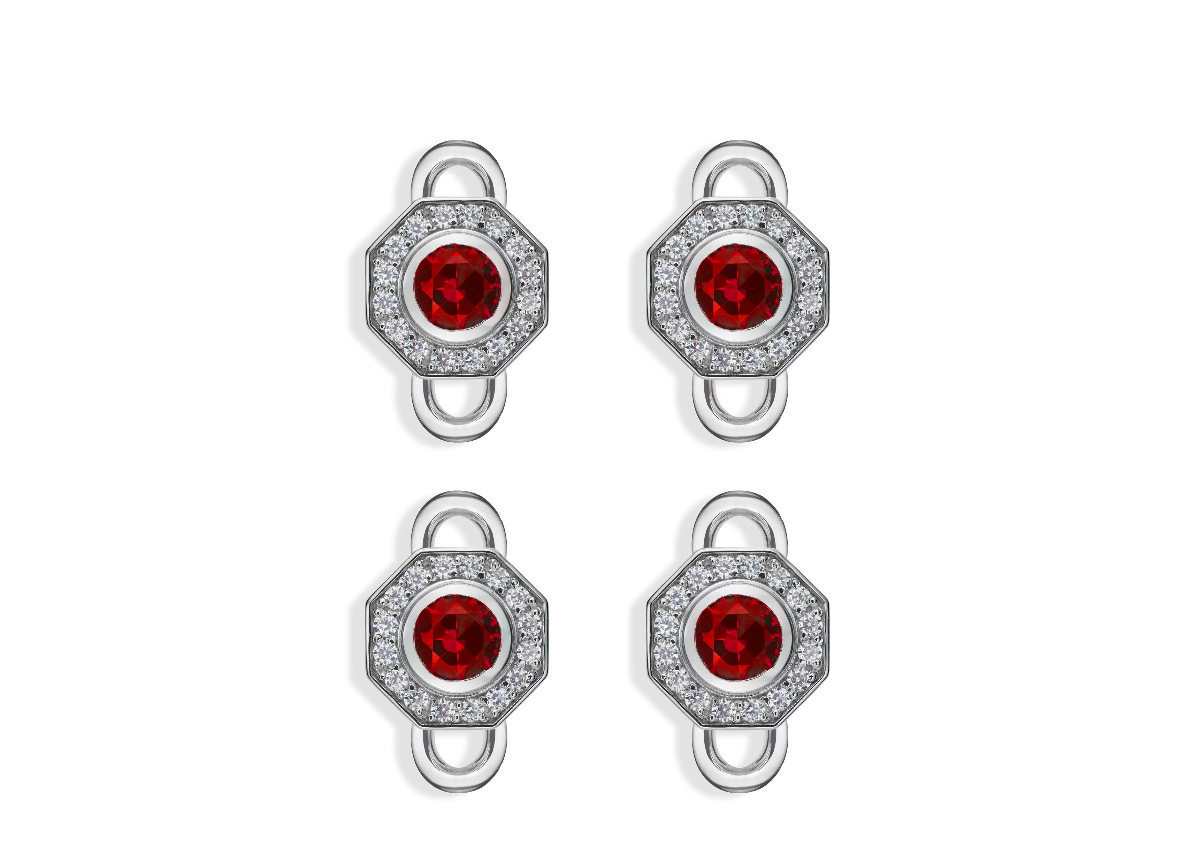 TOM FORD OCTAGON DIAMOND STUDS DIAMOND + RUBY^MEN Jewelry