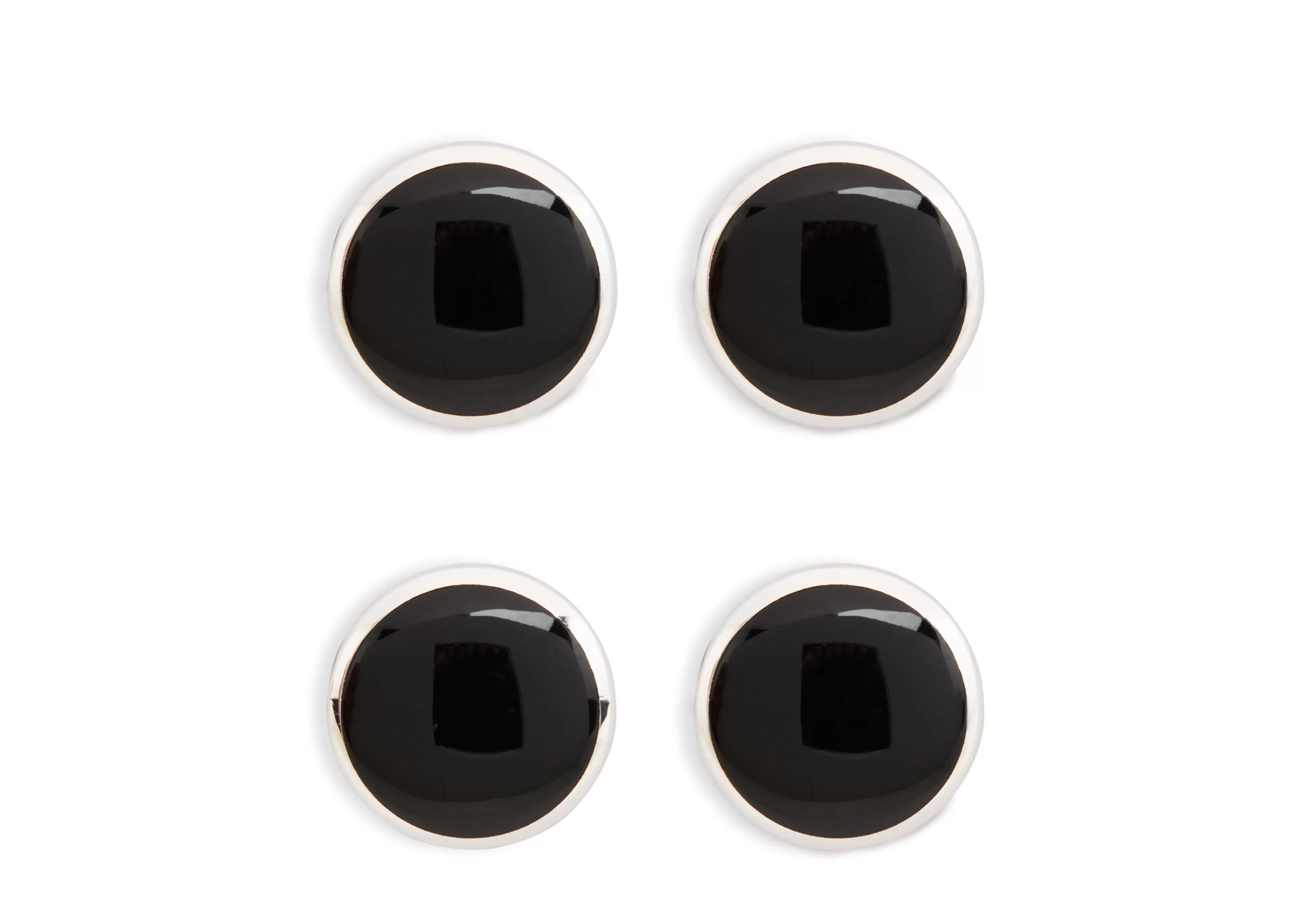 TOM FORD ONYX ROUND SHIRT STUDS WHITE GOLD^MEN Jewelry