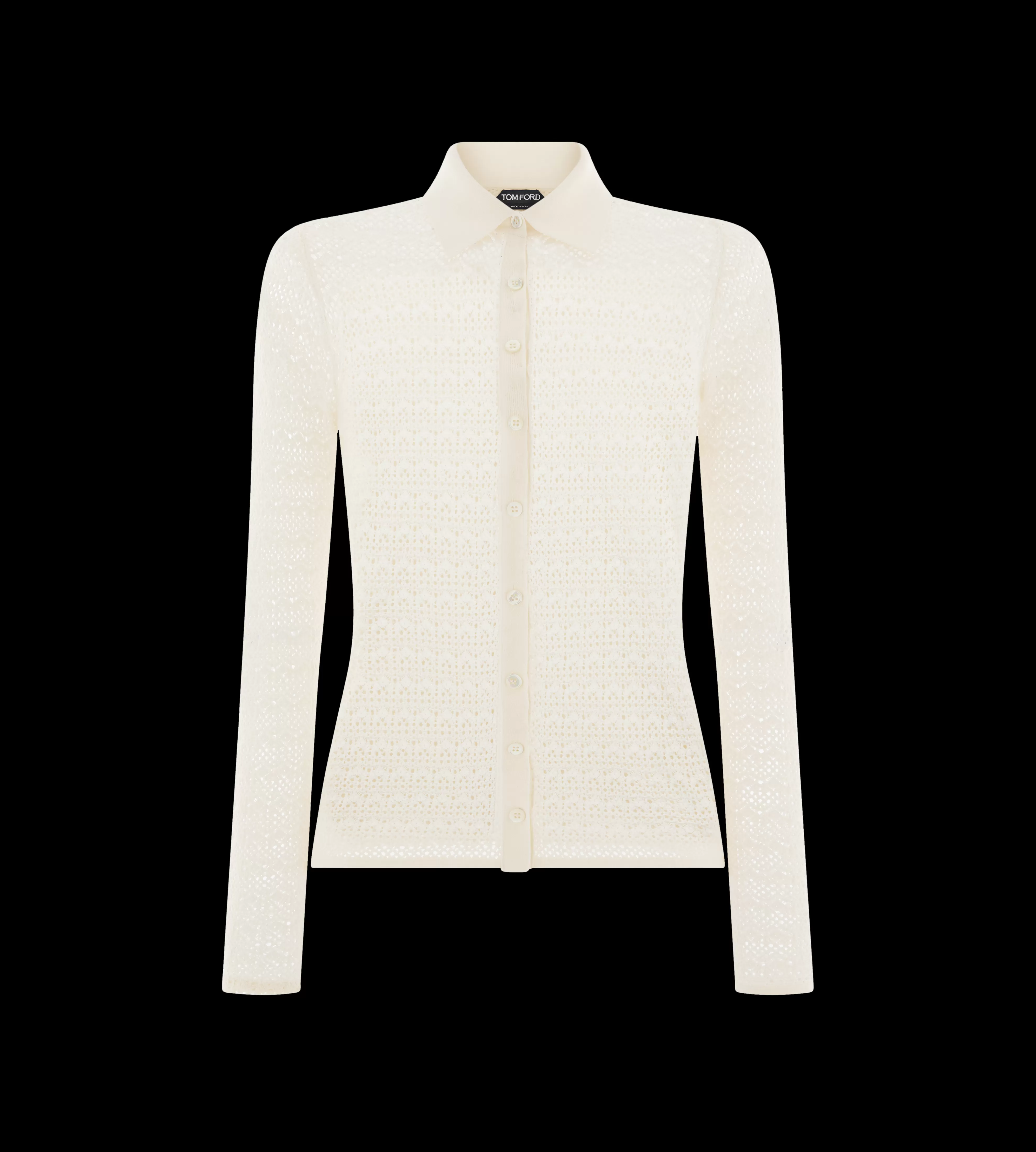 TOM FORD OPENWORK STRETCH VISCOSE KNIT SHIRT OFF WHITE^WOMEN | WOMEN | WOMEN | WOMEN Knitwear | Tops | JETSETTER EDIT | SPRING 24