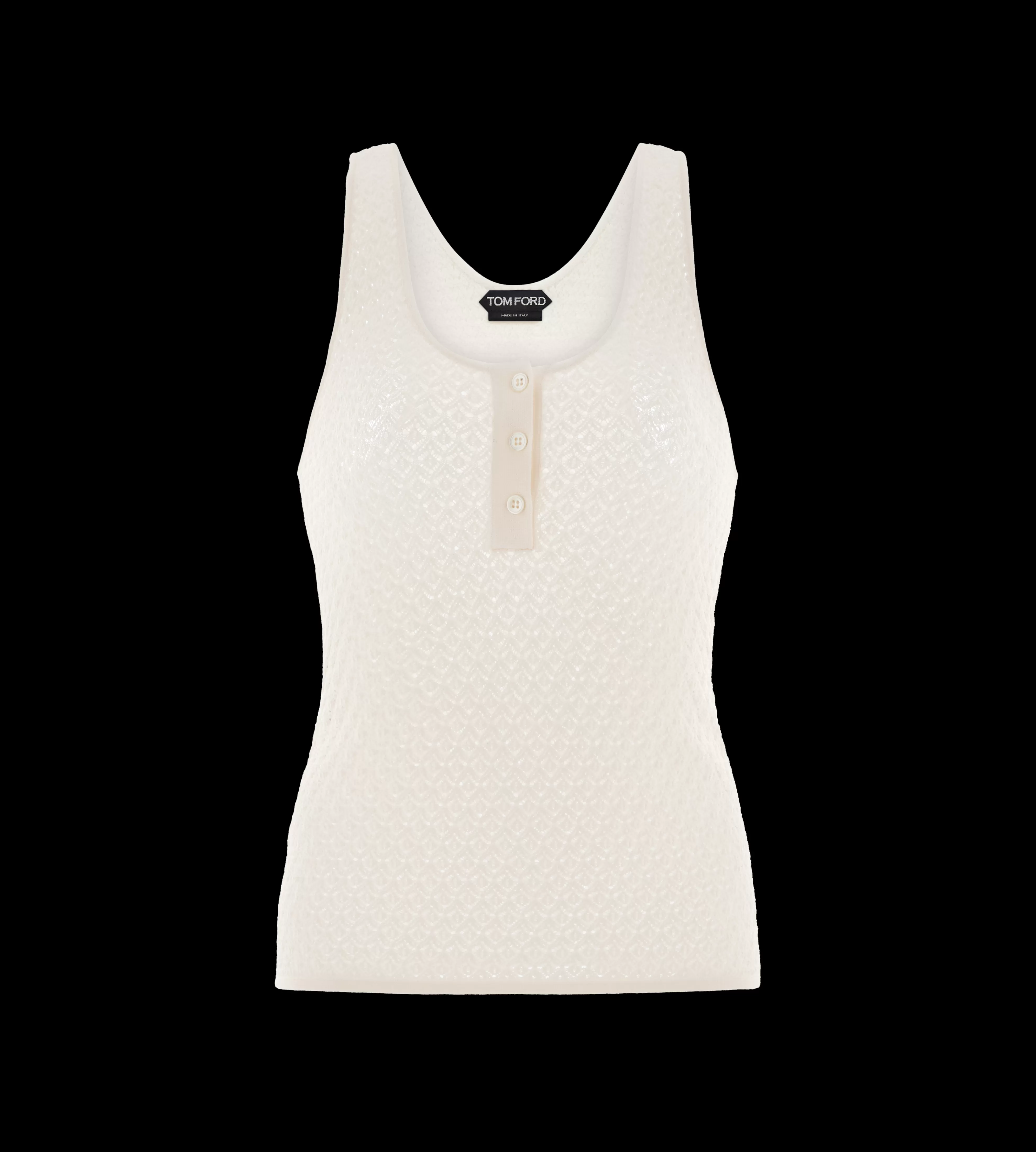 TOM FORD OPENWORK STRETCH VISCOSE KNIT TANK TOP OFF WHITE^WOMEN | WOMEN | WOMEN | WOMEN Knitwear | Tops | JETSETTER EDIT | SPRING 24