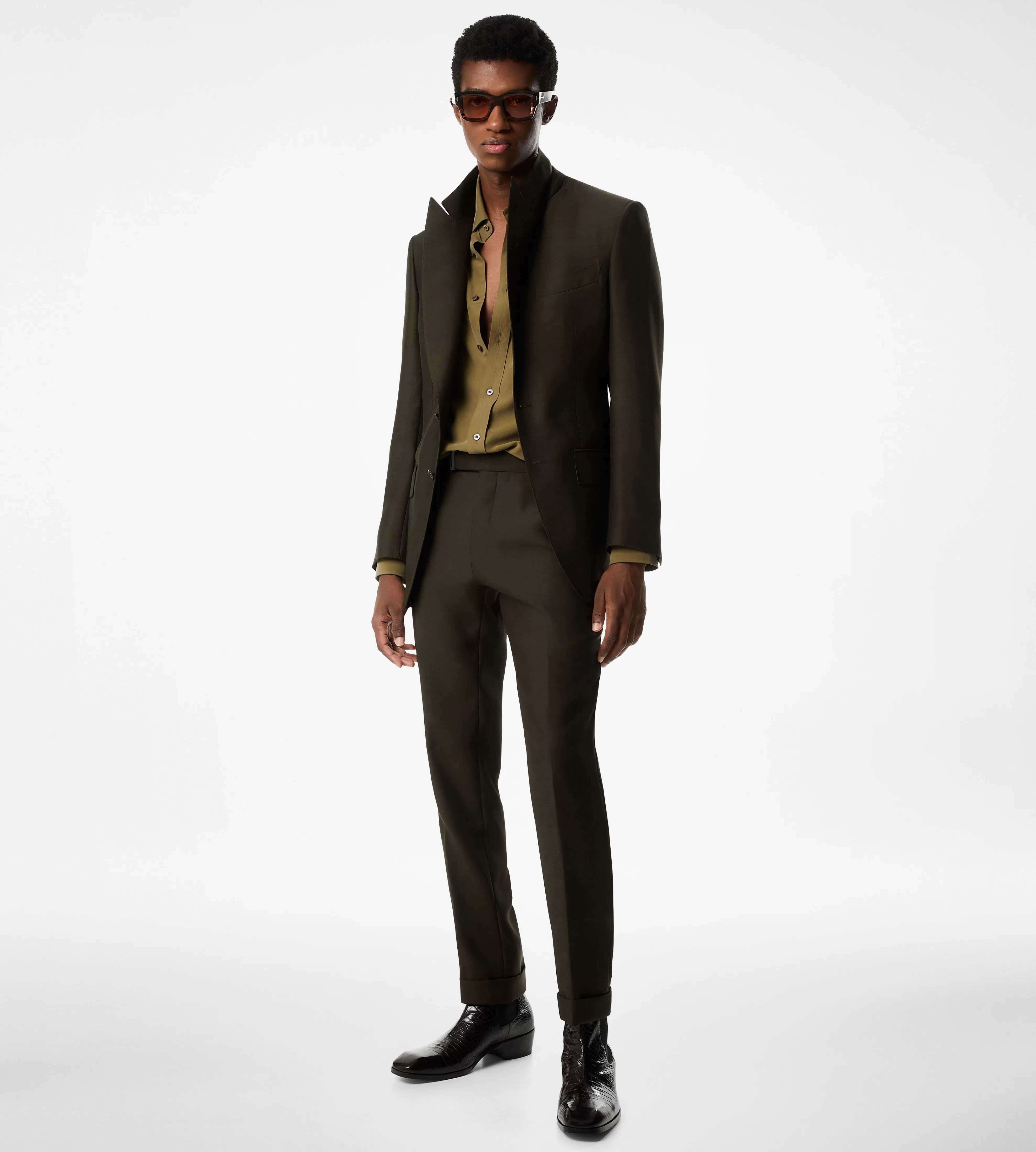 TOM FORD ORGANZA SILK POPLIN ATTICUS JACKET DARK CHOCOLATE^MEN Jackets