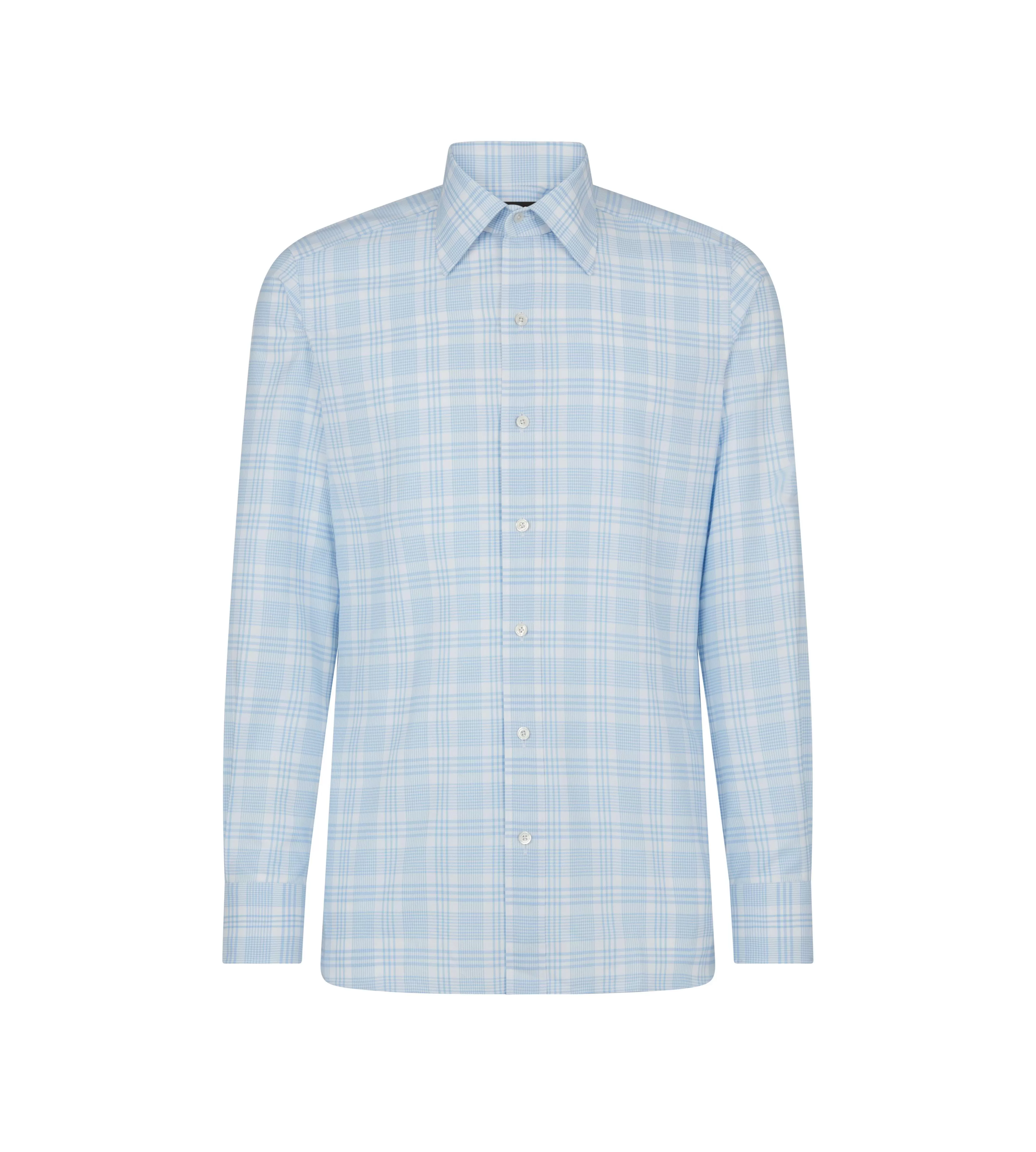 TOM FORD OXFORD TATTERSALL SLIM FIT SHIRT COMBO SKY BLUE^MEN Shirts