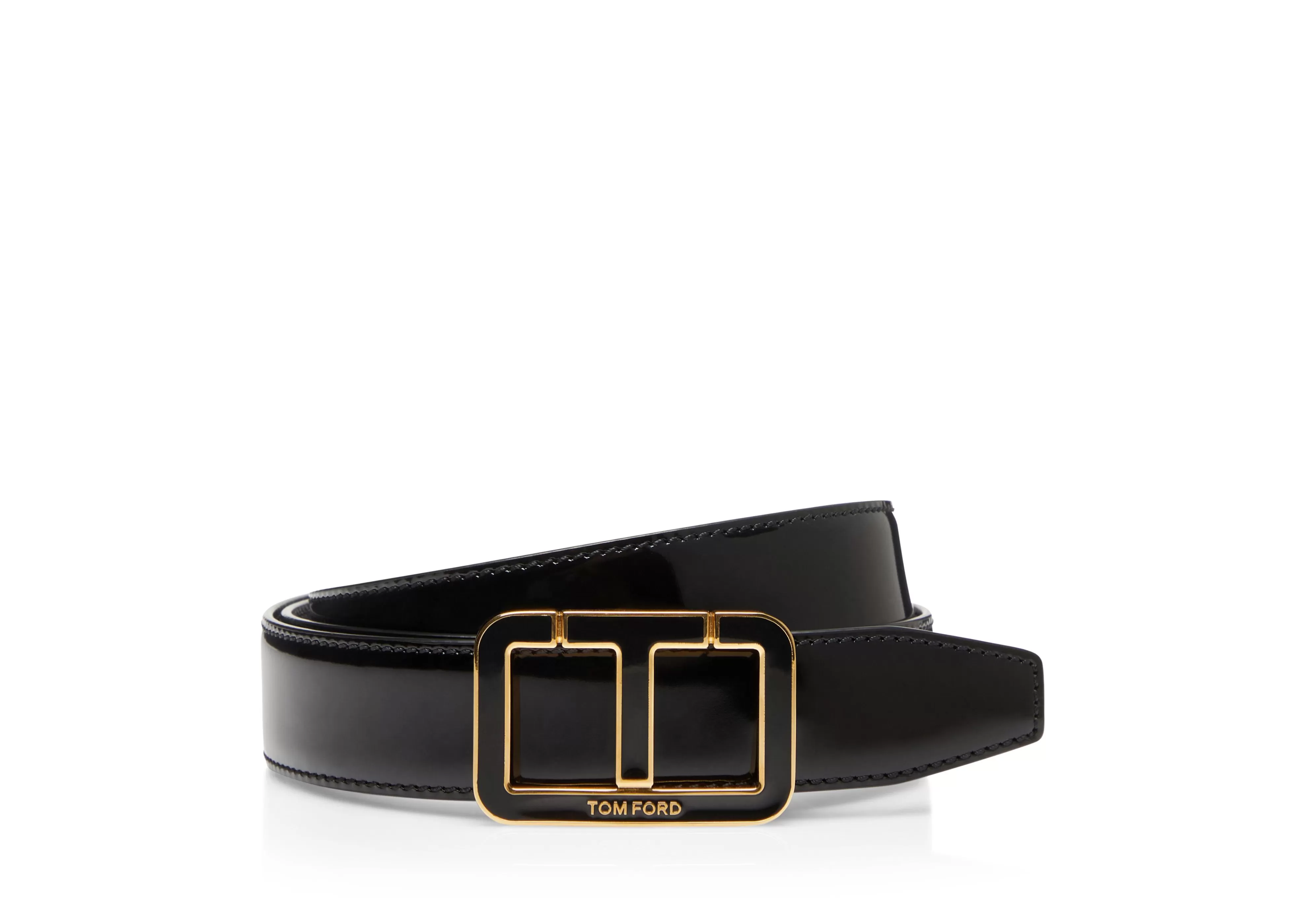 TOM FORD PATENT LEATHER ENAMEL SCORED T BELT BLACK^MEN Belts