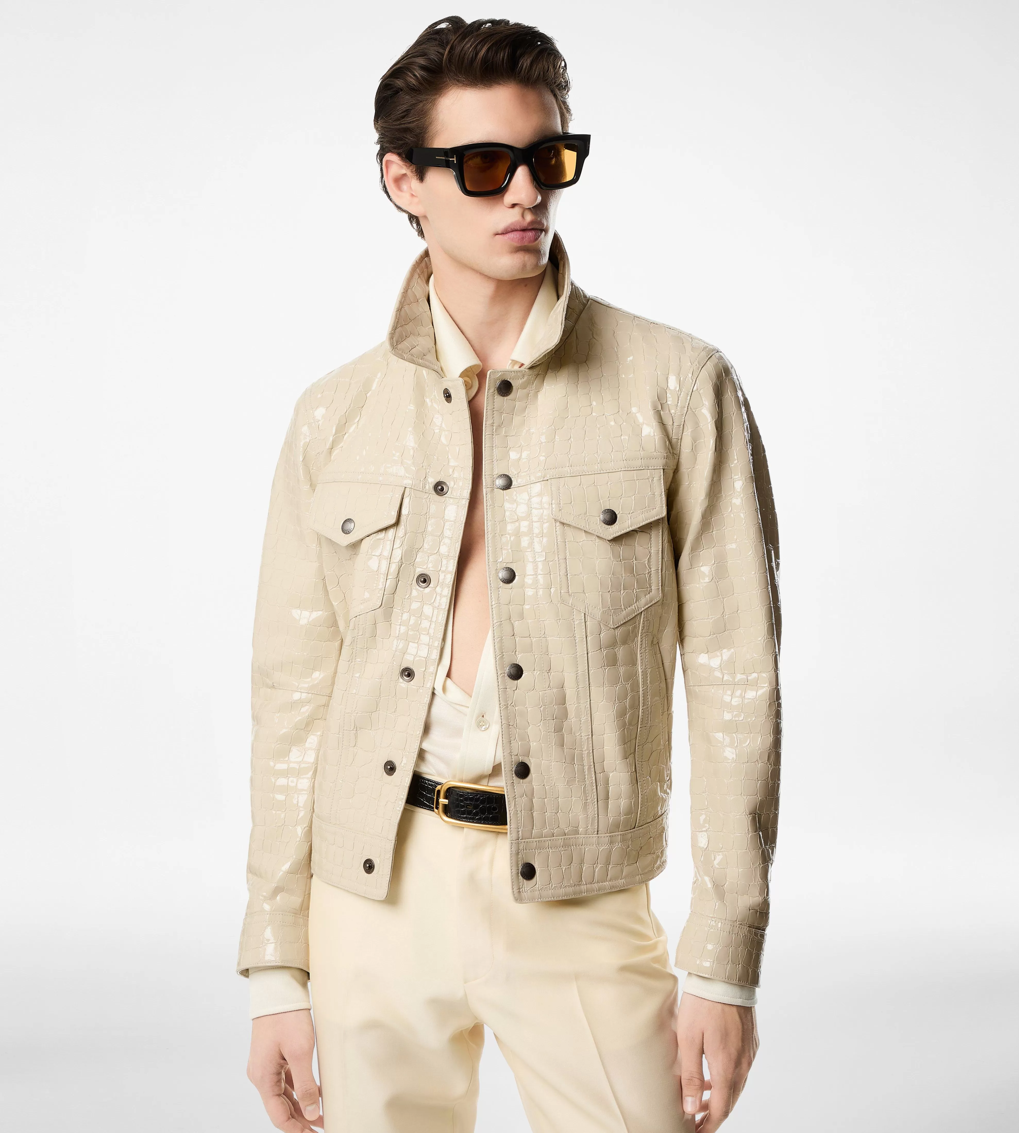 TOM FORD PATENT STAMPED CROC JEAN JACKET ^MEN Outerwear