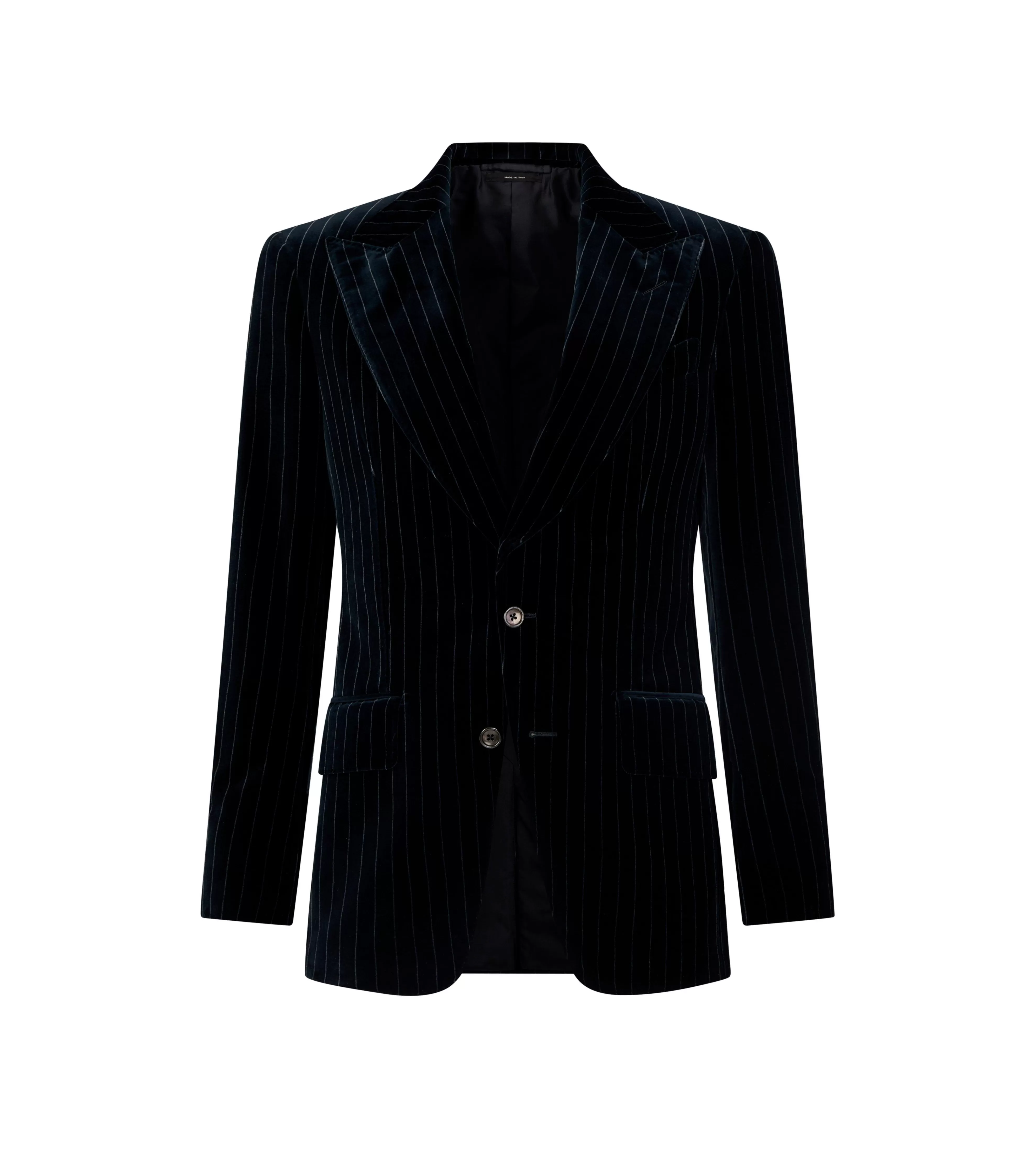 TOM FORD PINSTRIPE VELVET ATTICUS JACKET INK BLUE^MEN Jackets