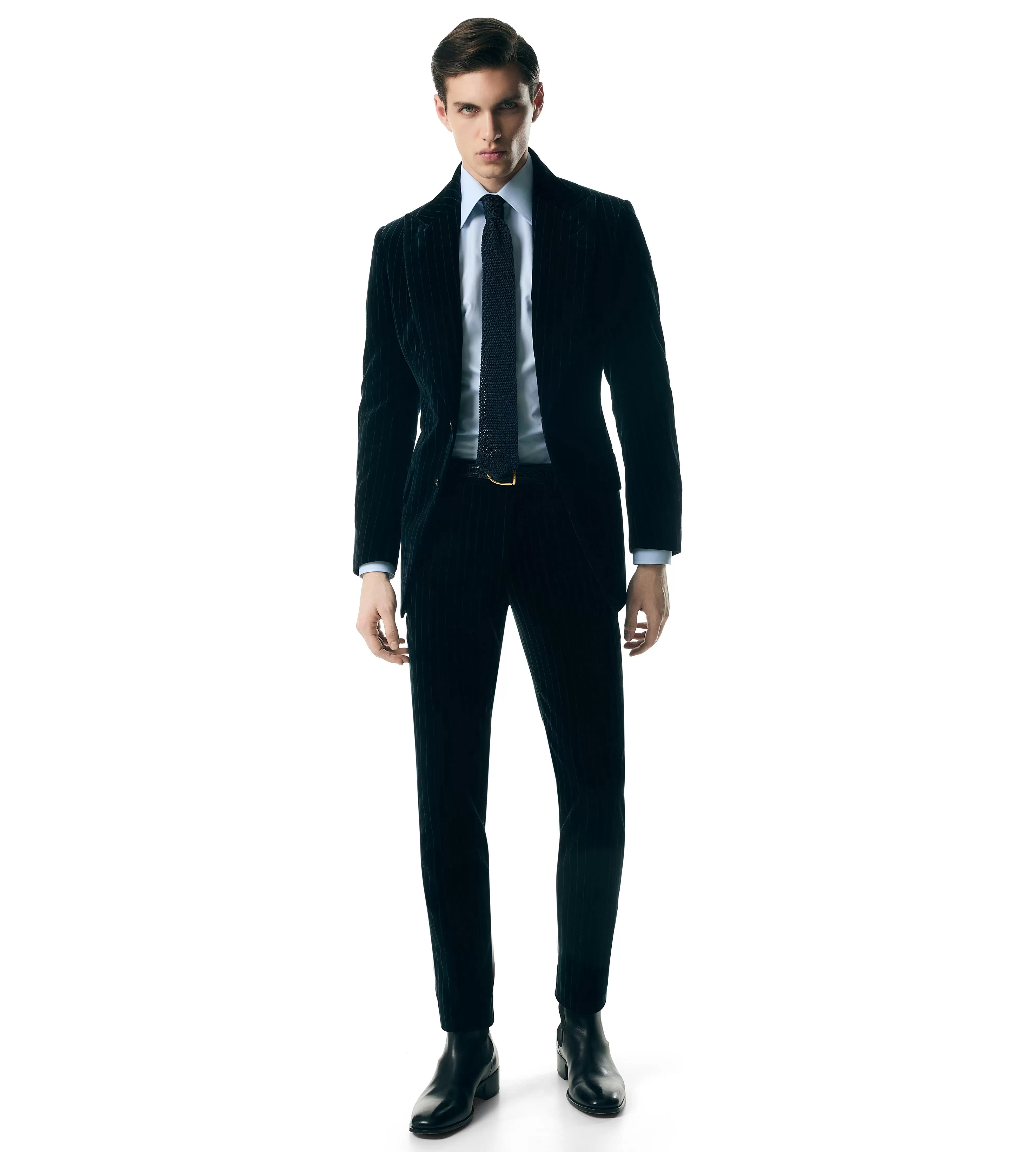 TOM FORD PINSTRIPE VELVET ATTICUS WESTERN POCKET TROUSER INK BLUE^MEN Pants & Shorts