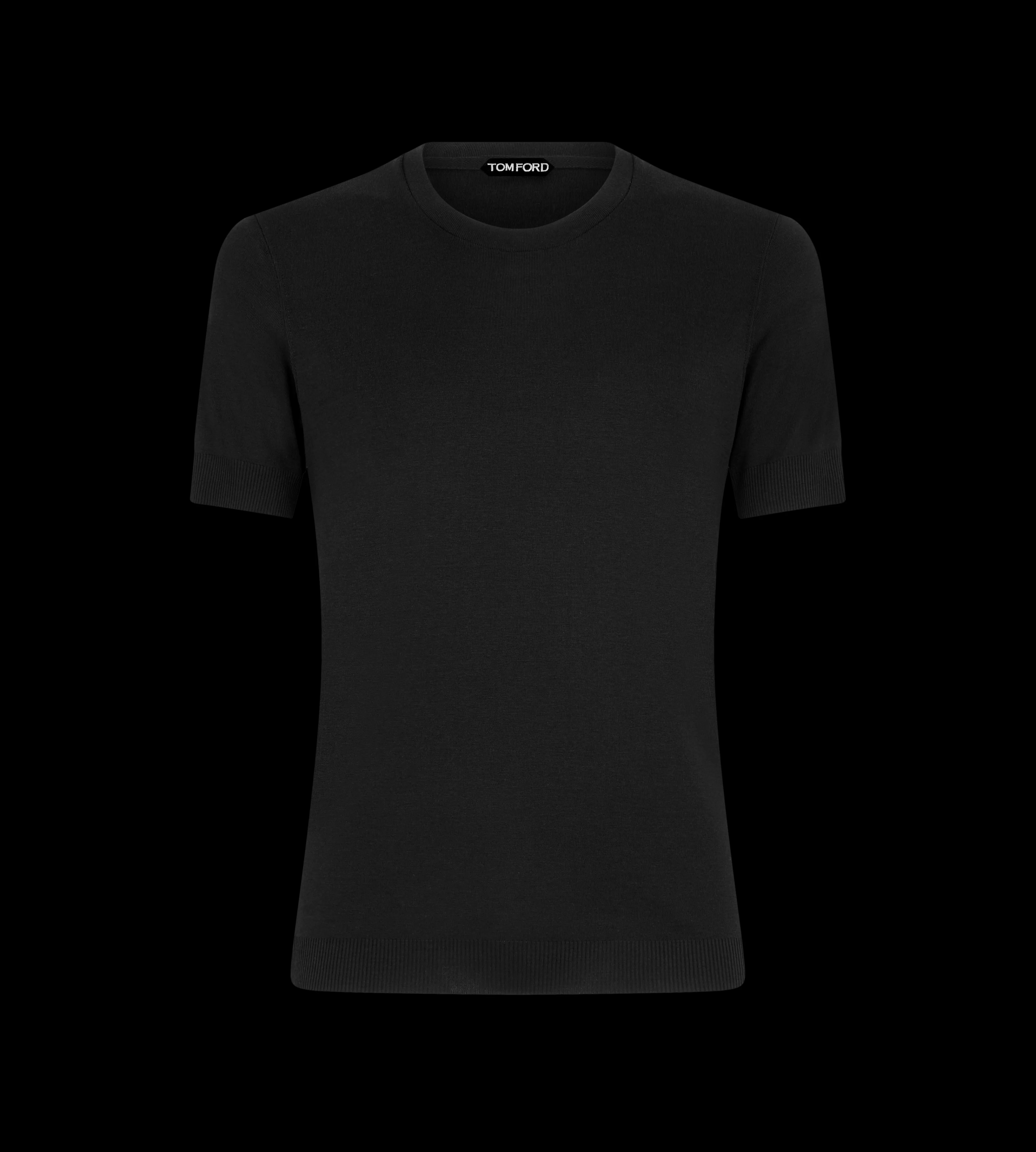 TOM FORD PLACED RIB CREW NECK BLACK^MEN SPRING 24