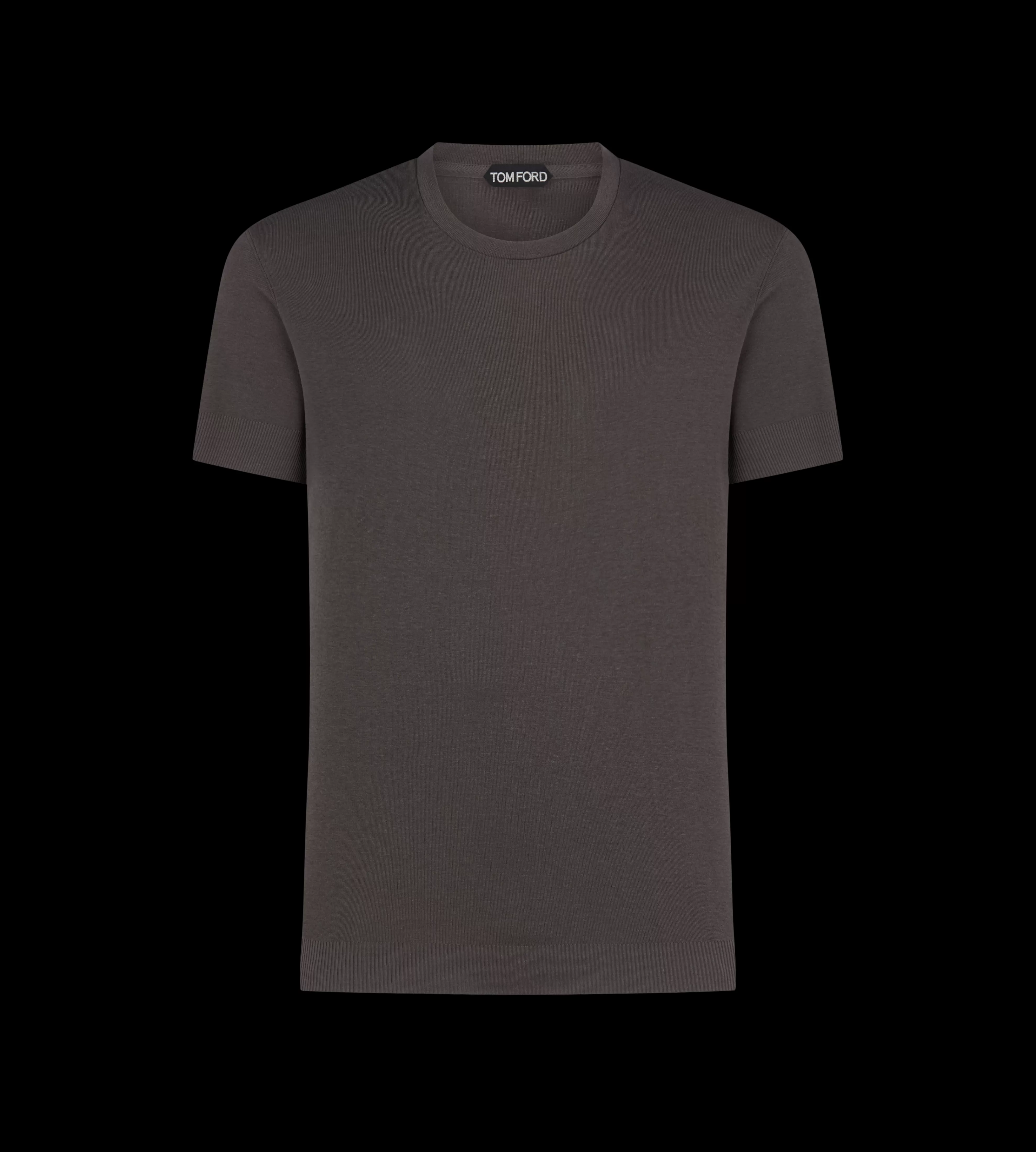 TOM FORD PLACED RIB CREW NECK ANTHRACITE^MEN SPRING 24