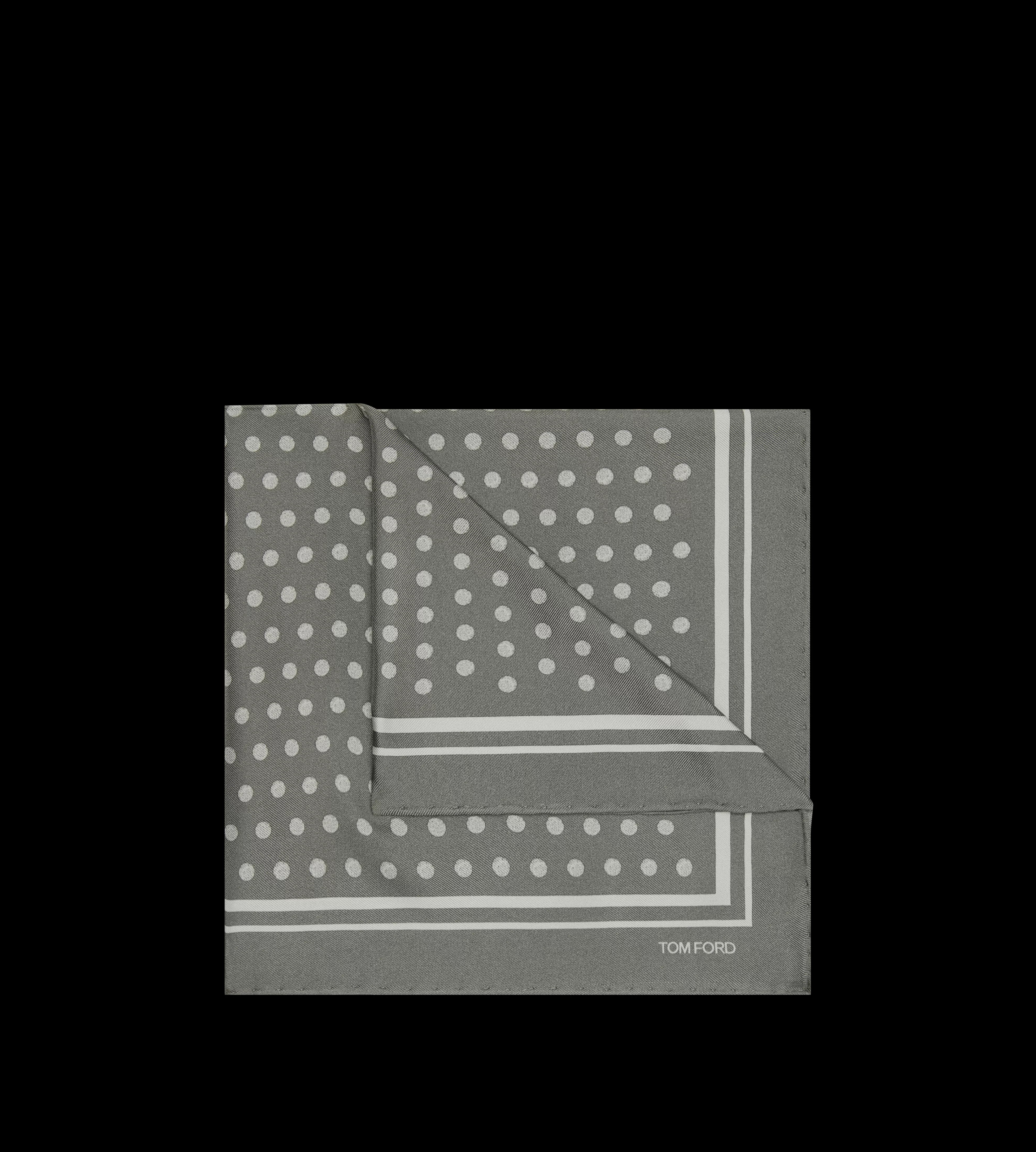 TOM FORD POLKA DOT SQUARE DESIGN POCKET SQUARE GREY^MEN SPRING 24