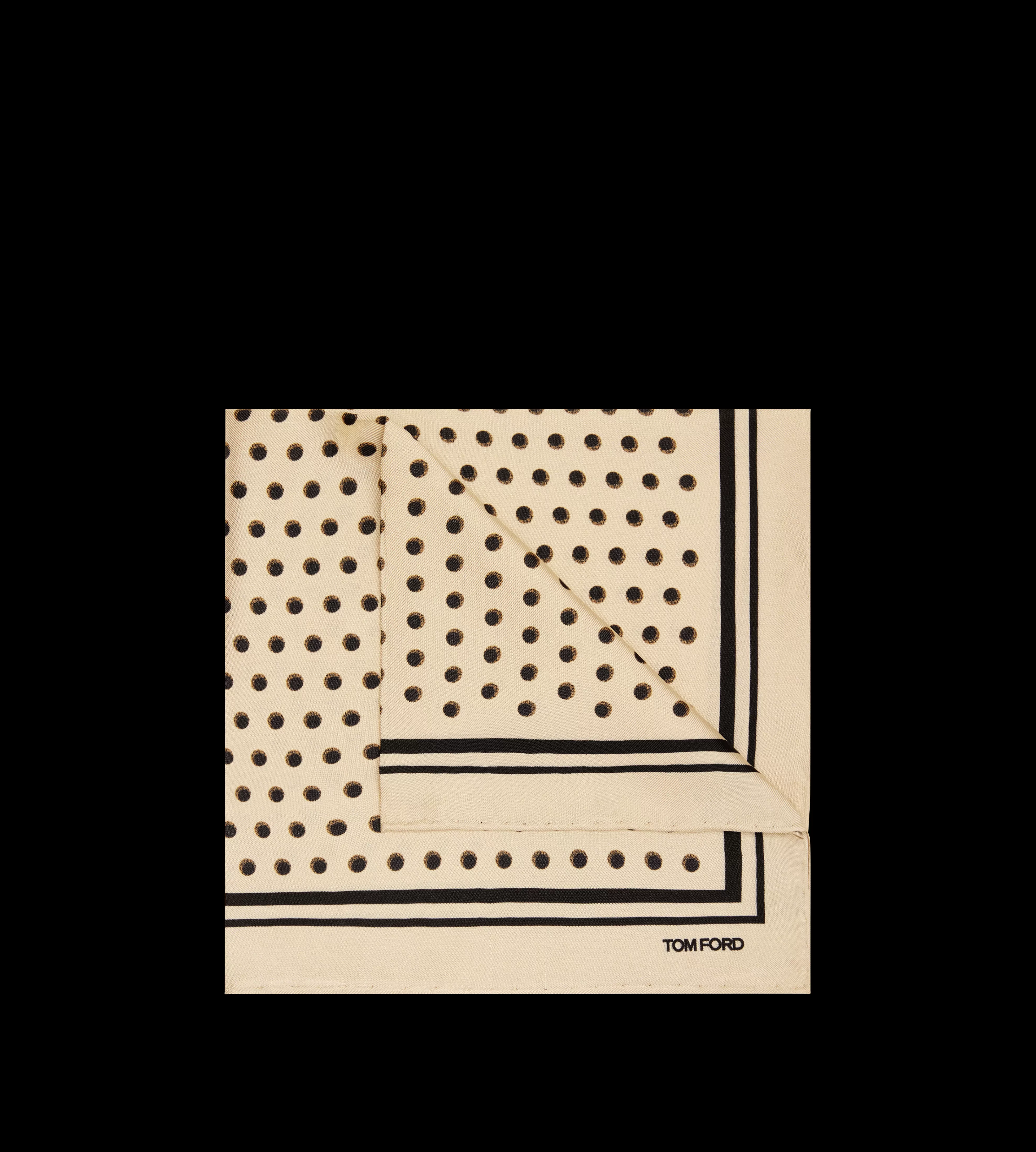 TOM FORD POLKA DOT SQUARE DESIGN POCKET SQUARE CHAMPAGNE^MEN SPRING 24