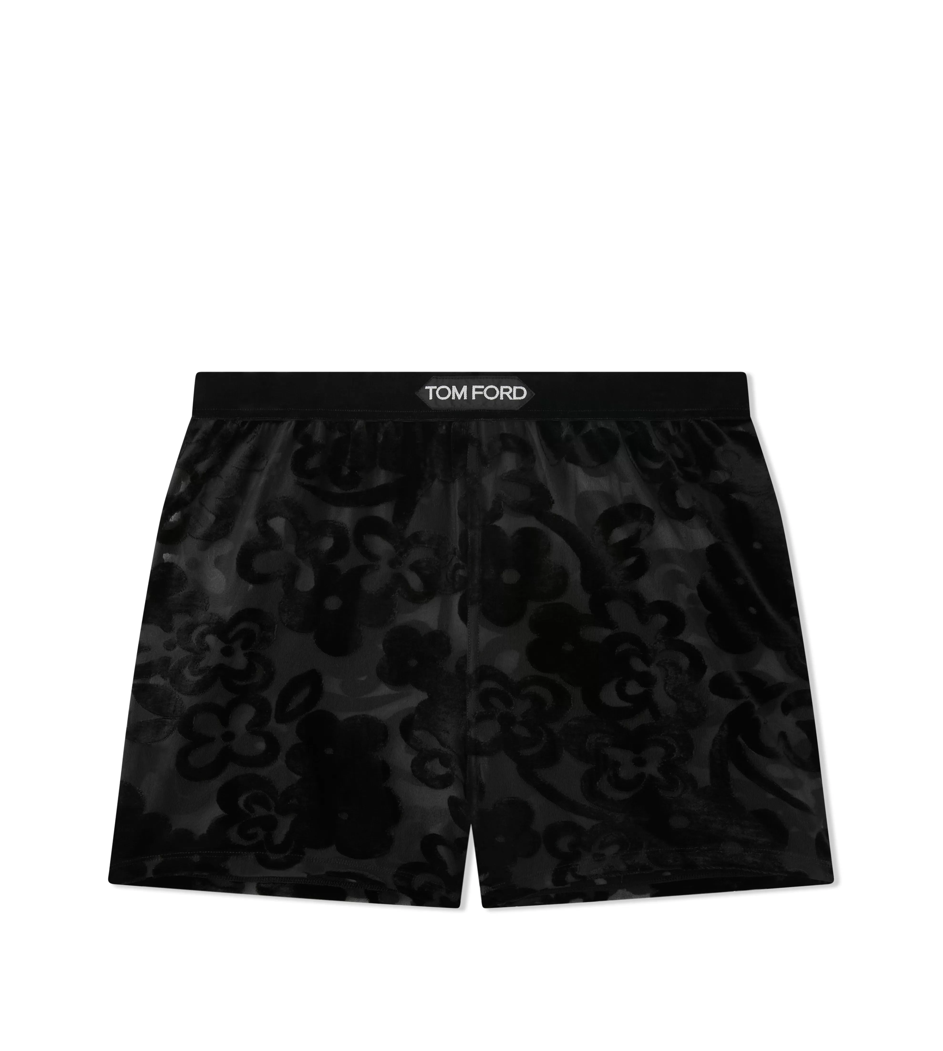 TOM FORD PRIMROSE FLORAL TULLE DEVORE' BOXER SHORTS BLACK^WOMEN Bottoms