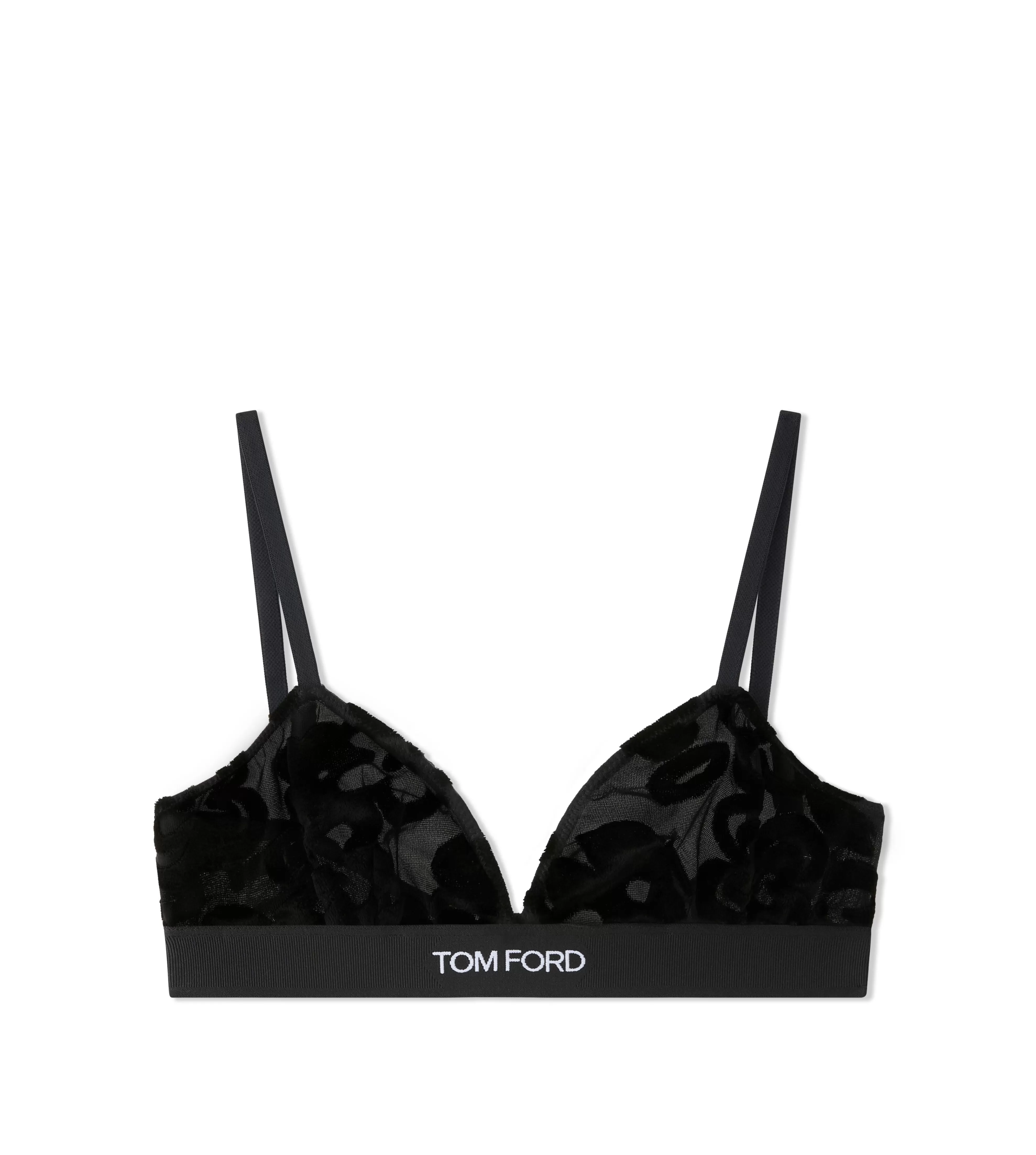 TOM FORD PRIMROSE FLORAL TULLE DEVORE' SIGNATURE BRA BLACK^WOMEN Bras