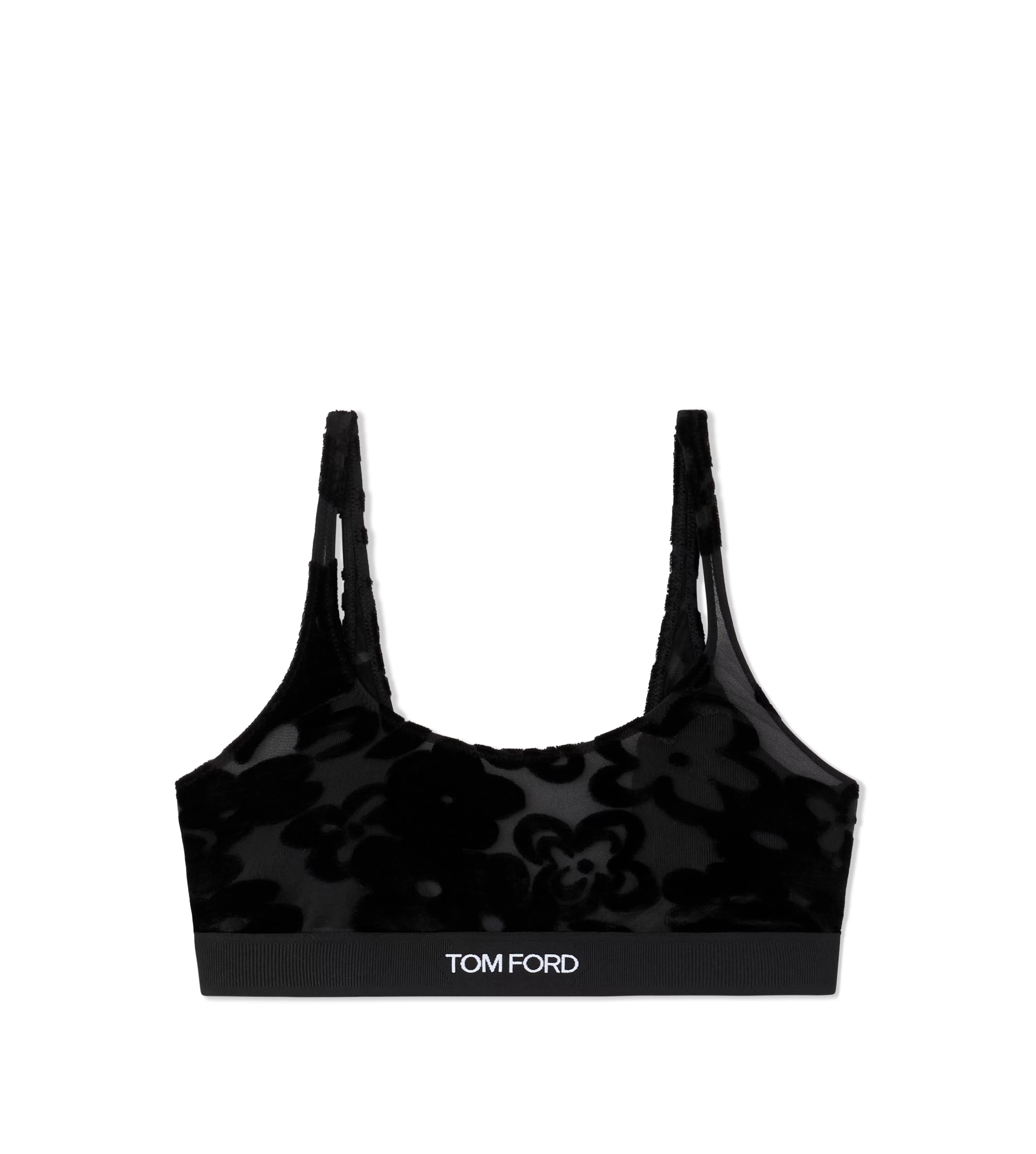 TOM FORD PRIMROSE FLORAL TULLE DEVORE' SIGNATURE BRALETTE BLACK^WOMEN Bras