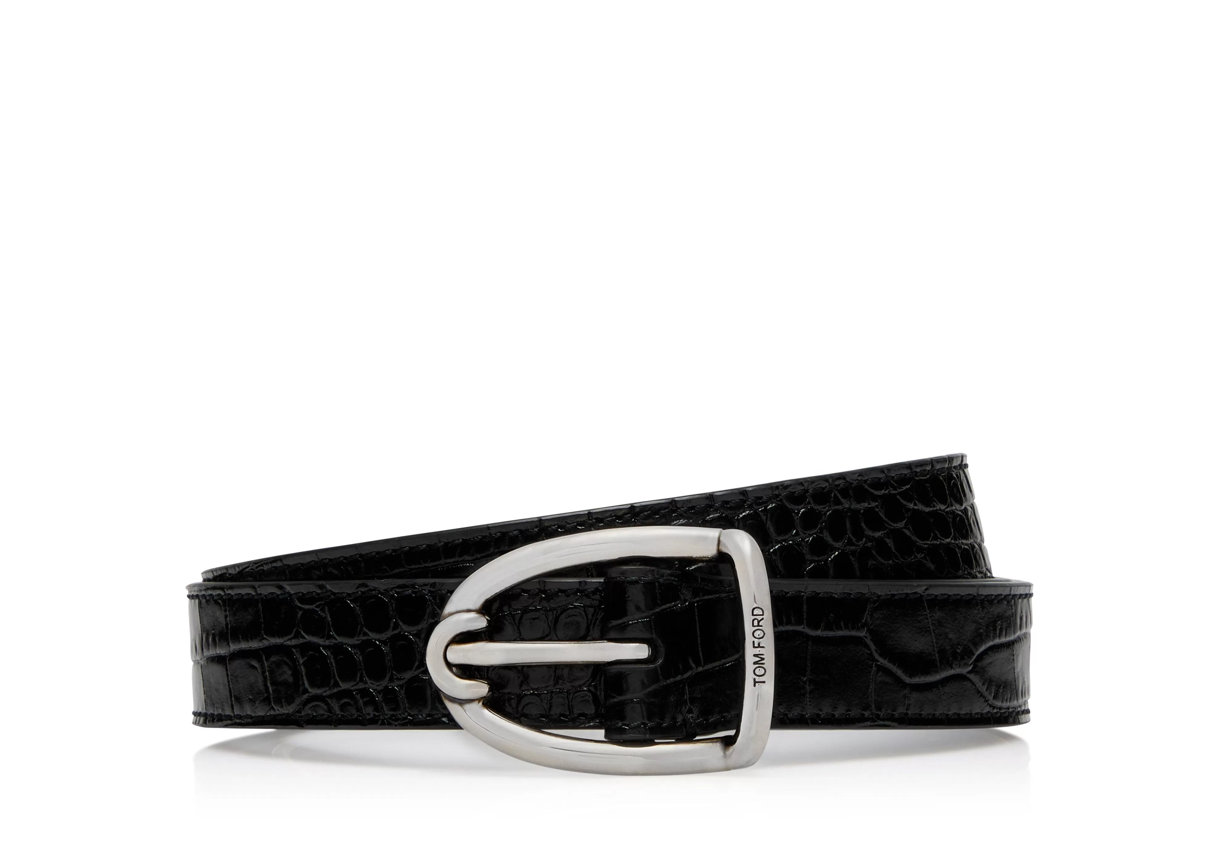 TOM FORD PRINTED ALLIGATOR ANGLED BUCKLE BELT BLACK^MEN Belts