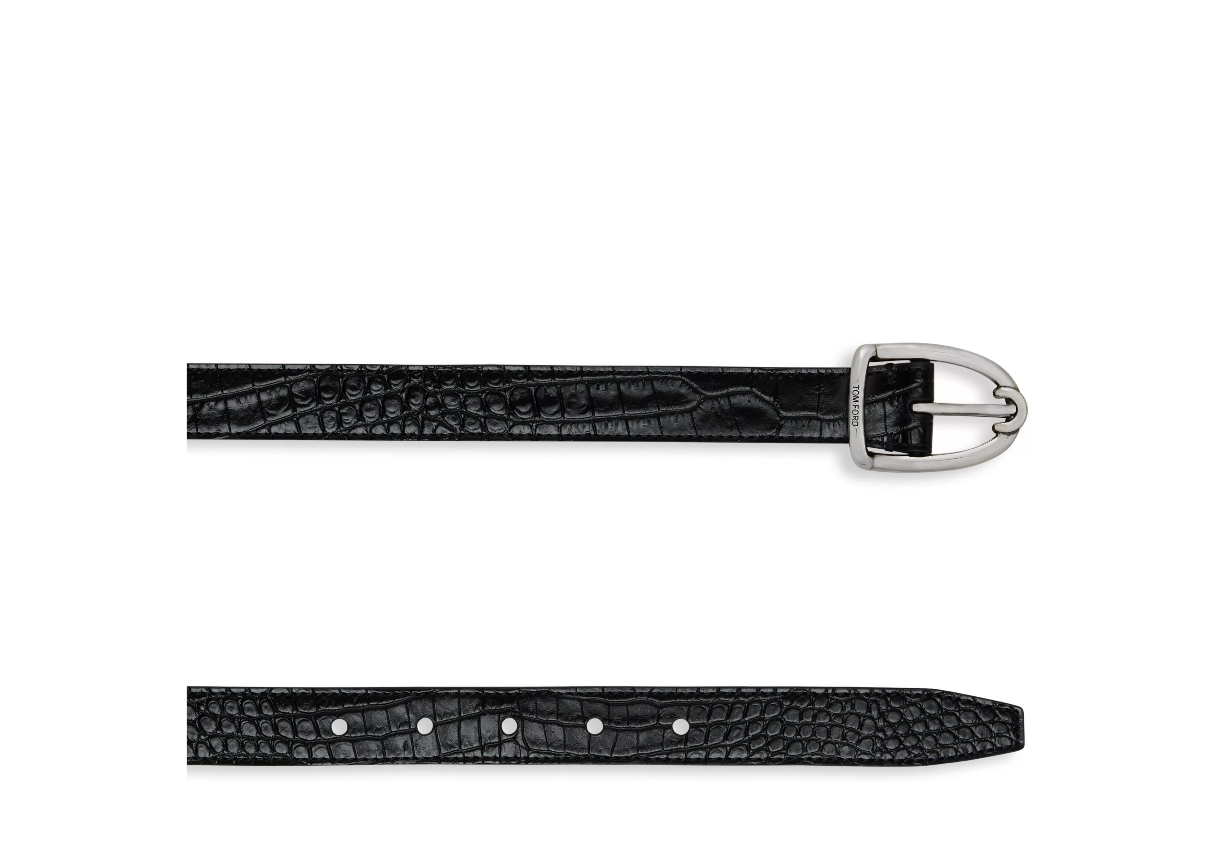 TOM FORD PRINTED ALLIGATOR ANGLED BUCKLE BELT BLACK^MEN Belts