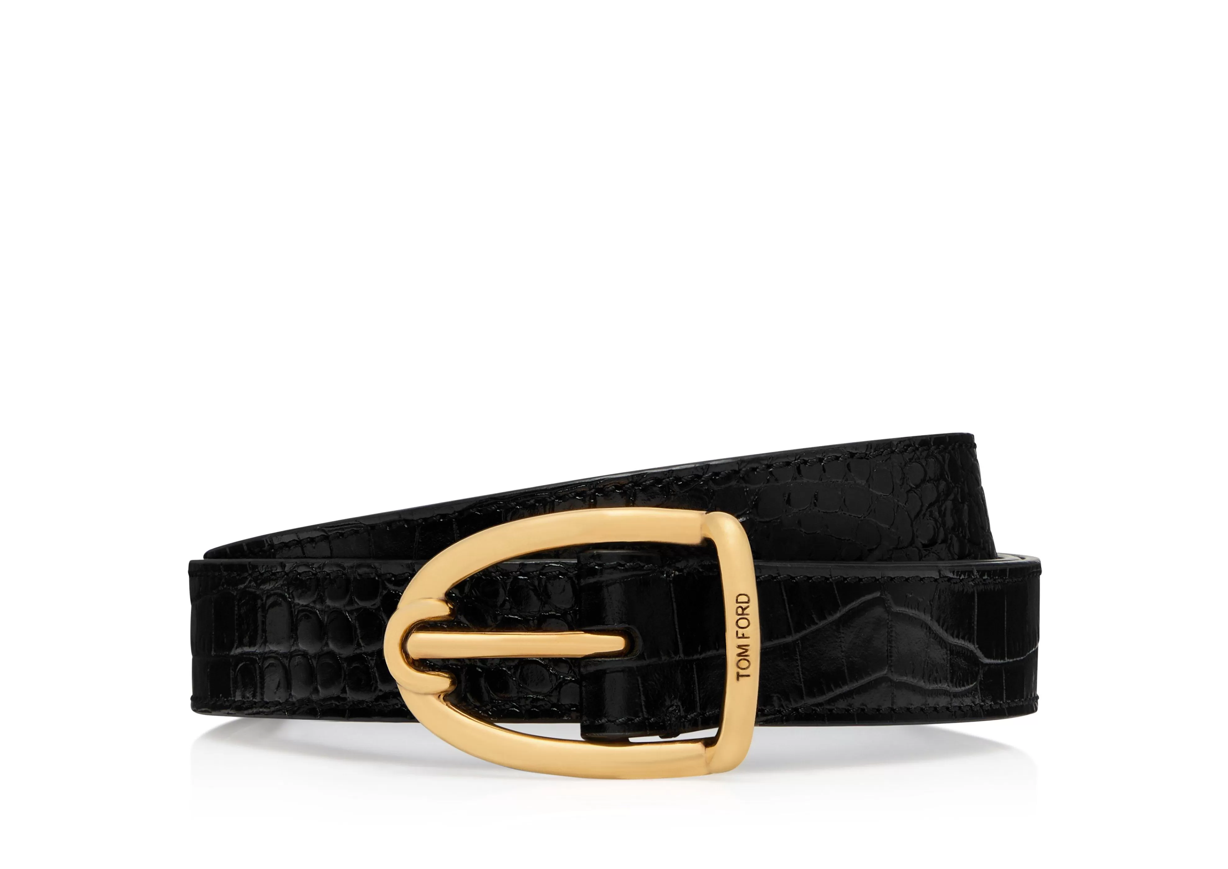 TOM FORD PRINTED ALLIGATOR ANGLED BUCKLE BELT ^MEN Belts