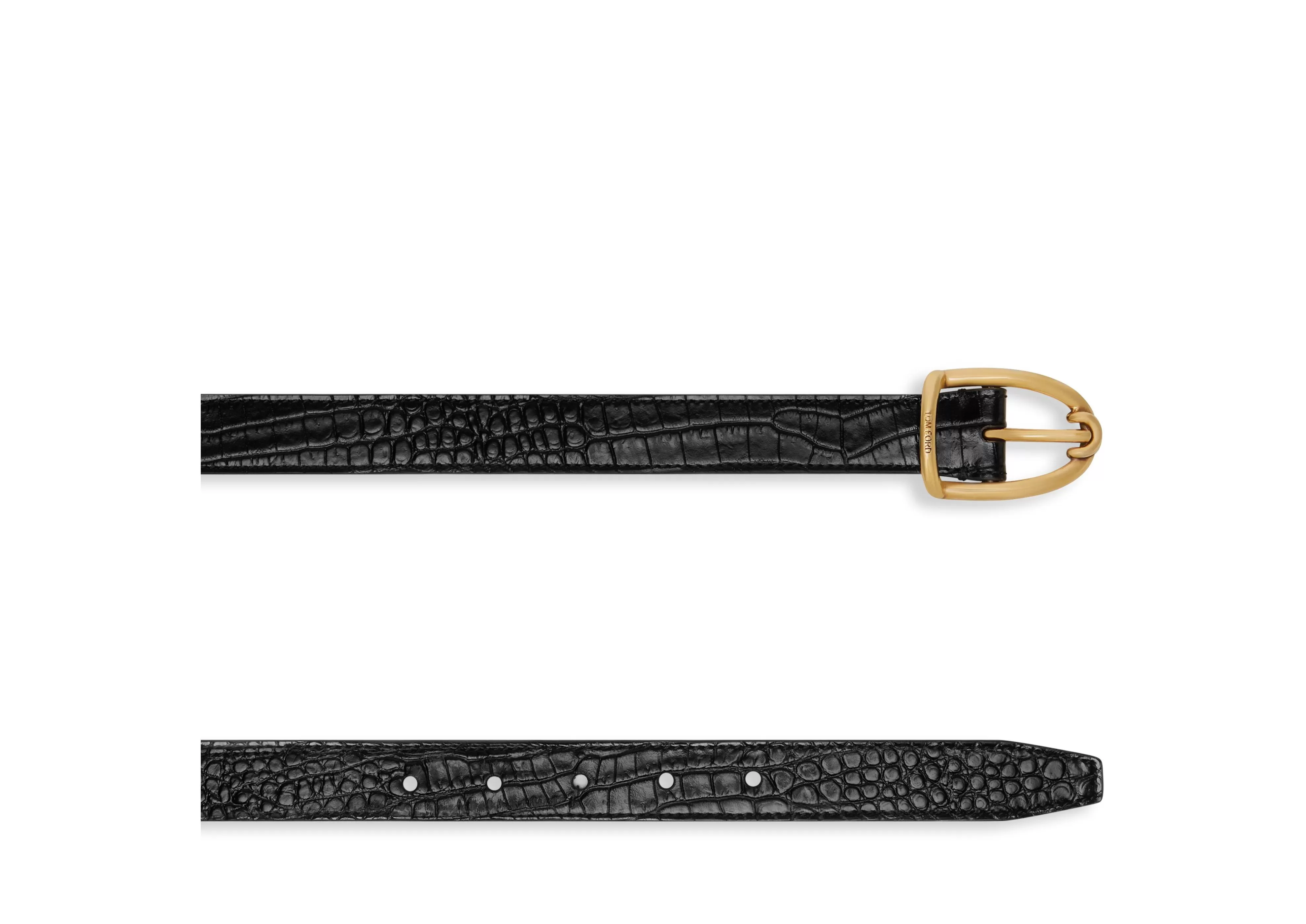 TOM FORD PRINTED ALLIGATOR ANGLED BUCKLE BELT ^MEN Belts