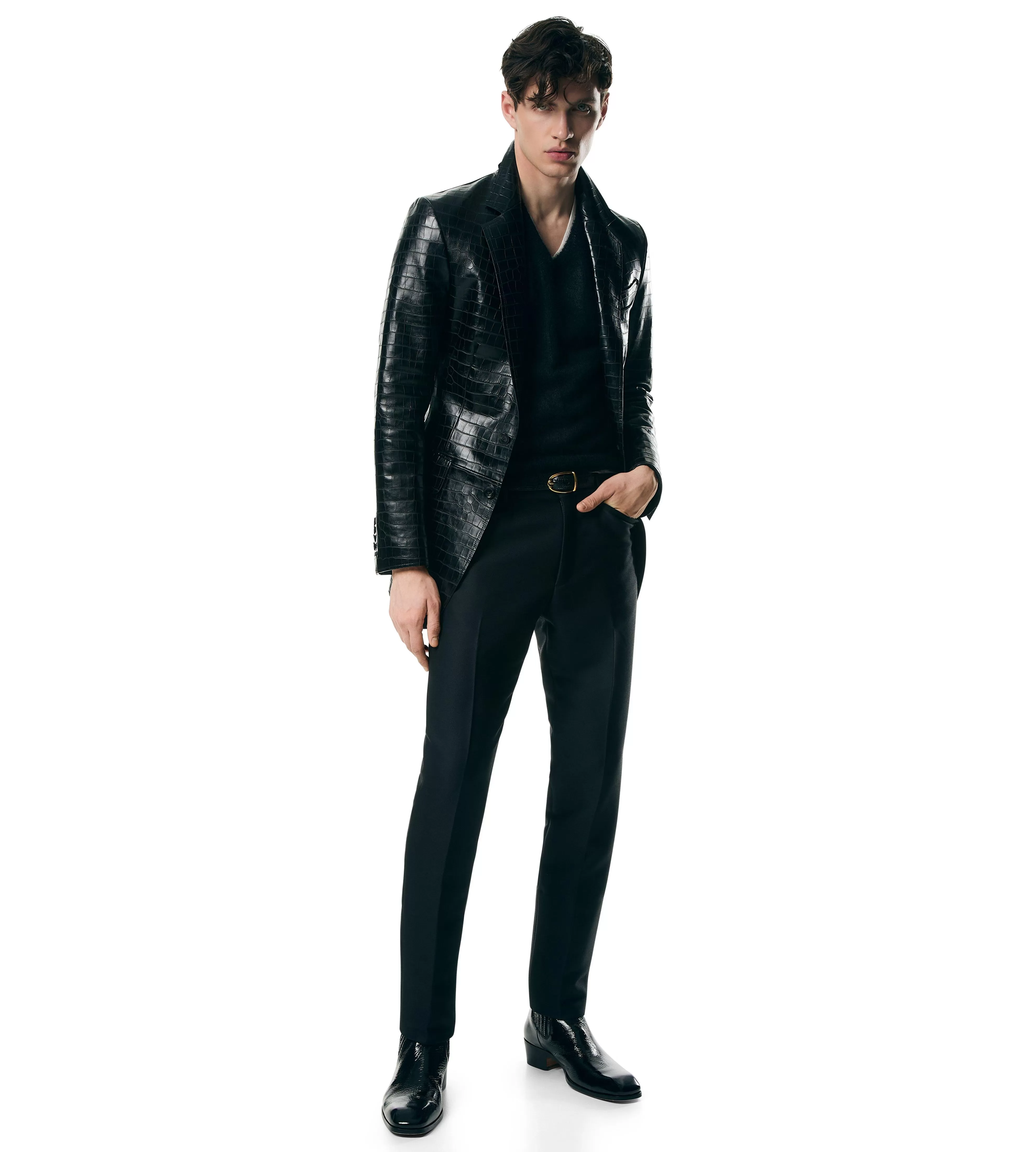 TOM FORD PRINTED CROC SARTORIAL BLAZER BLACK^MEN | MEN Outerwear | AUTUMN/WINTER 23