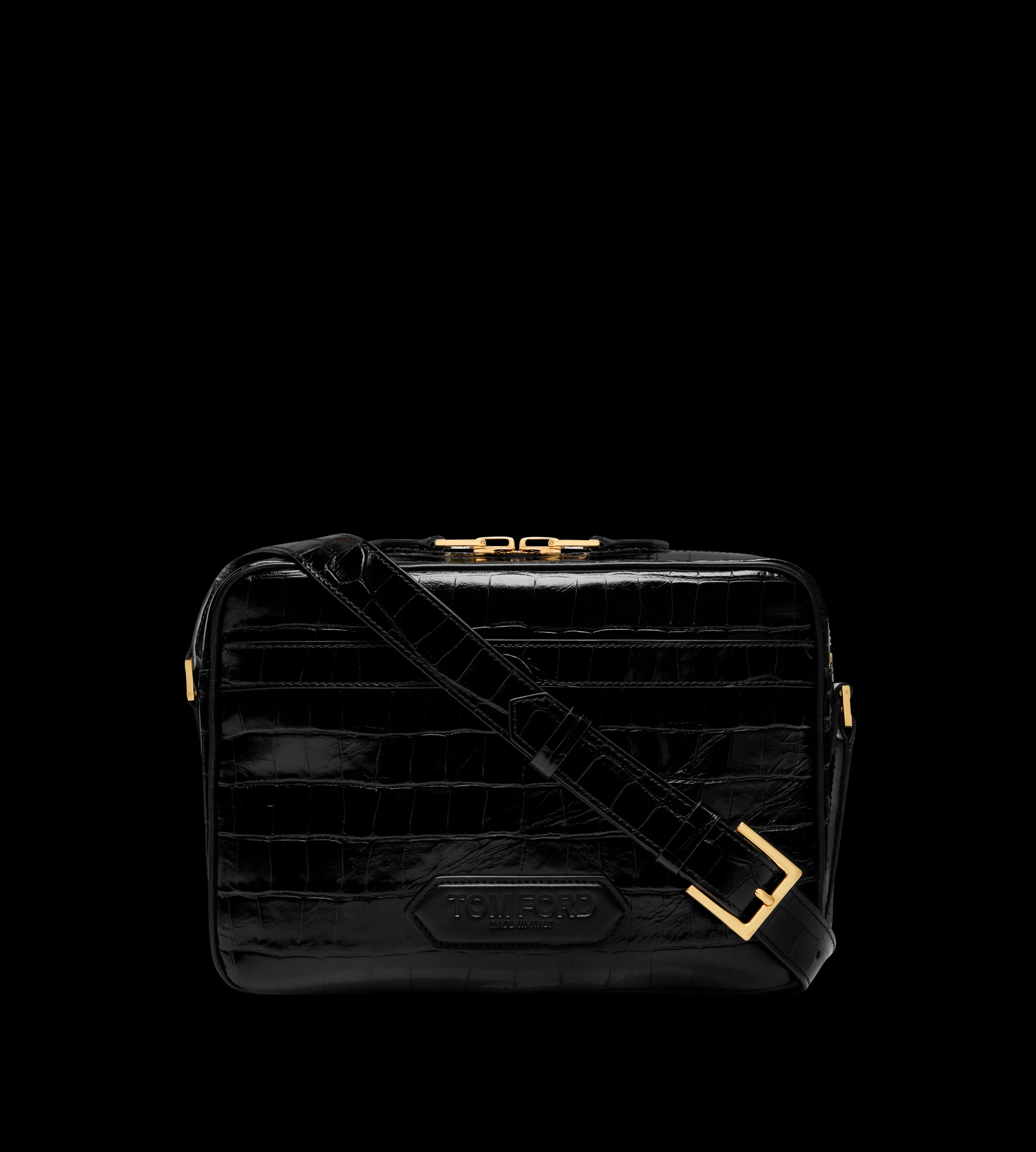 TOM FORD PRINTED CROC SMALL MESSENGER BLACK^MEN Briefcases