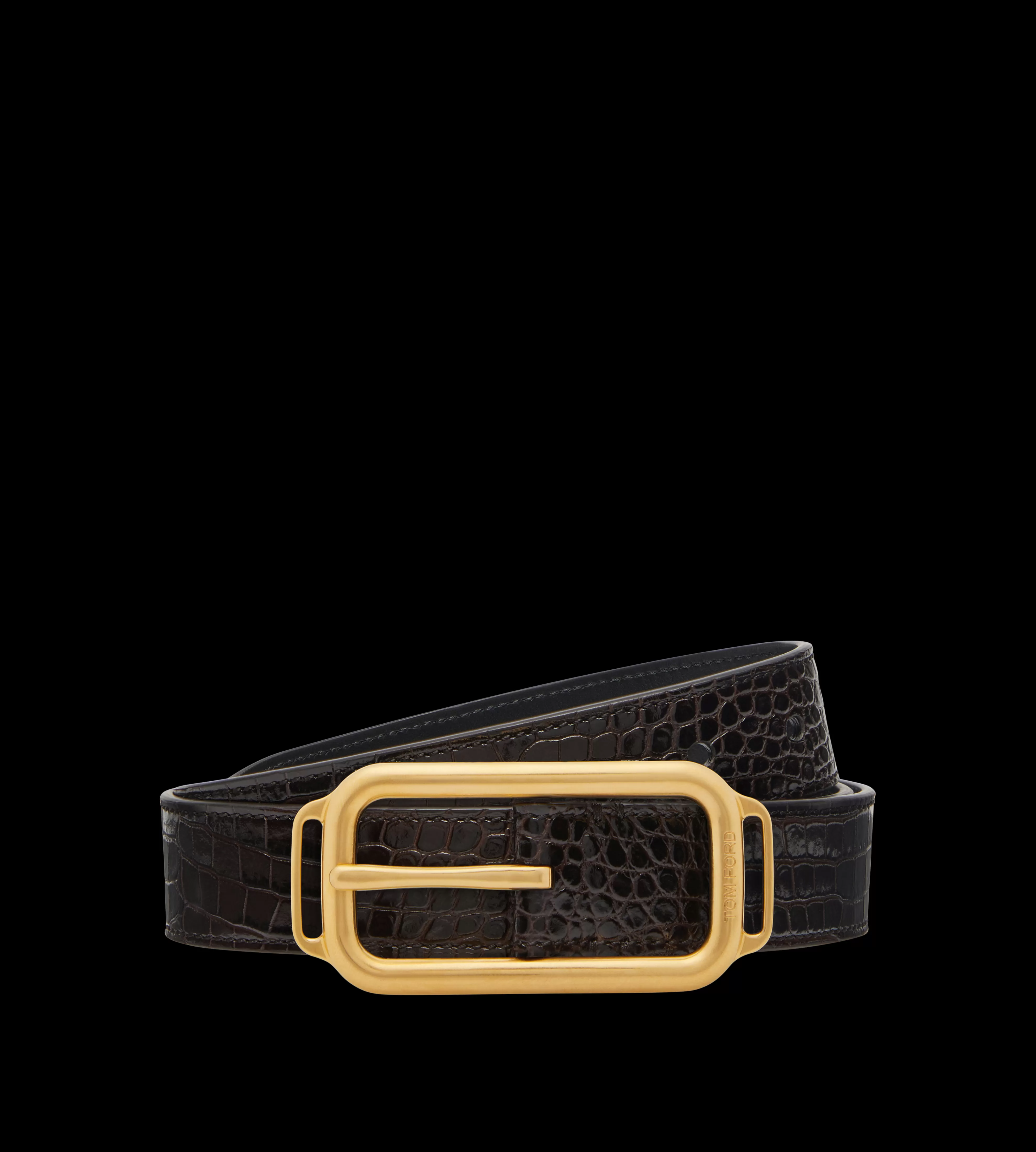 TOM FORD PRINTED CROC STADIUM BUCKLE BELT ^MEN Belts