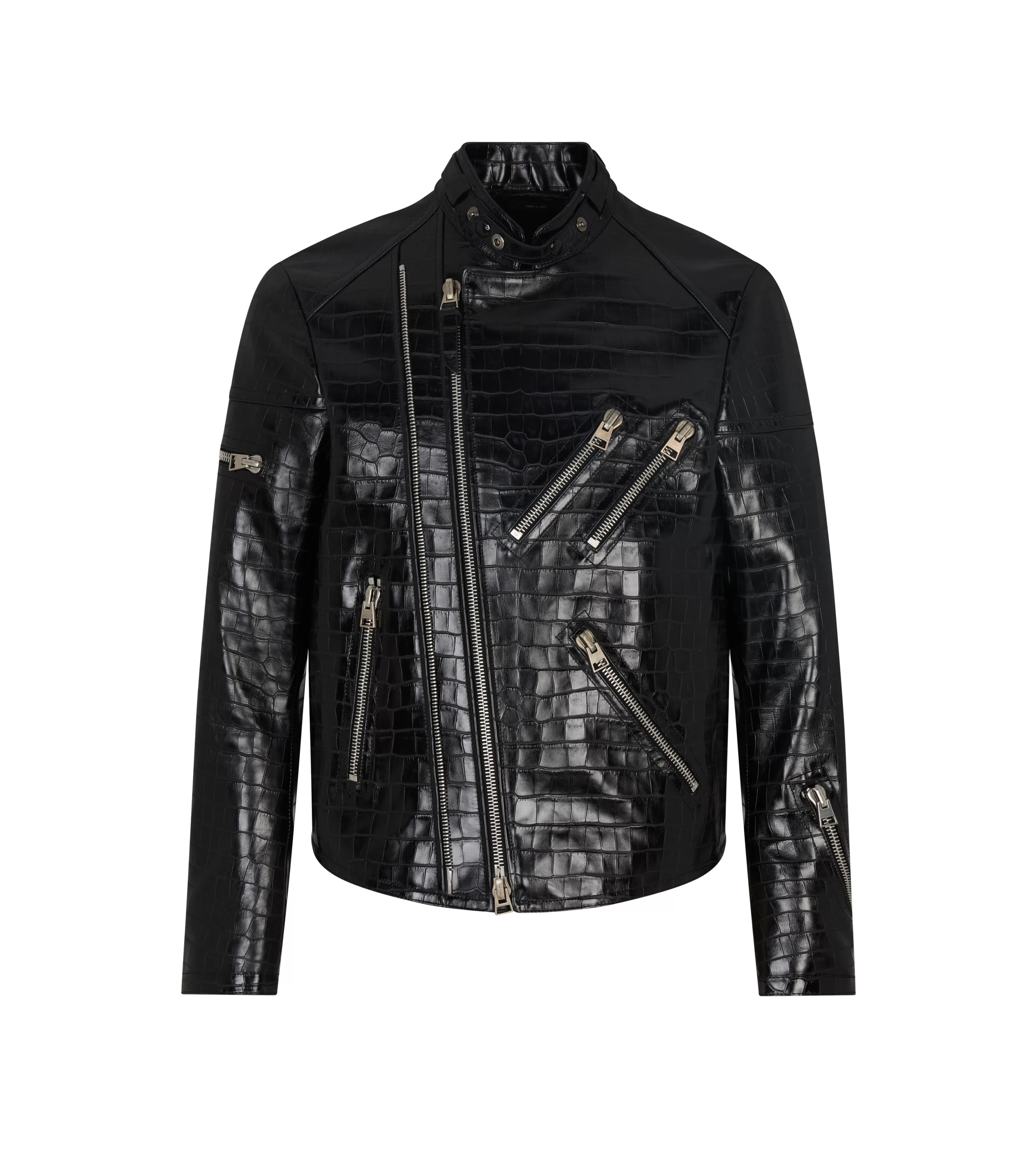 TOM FORD PRINTED CROC ZIP BIKER BLACK^MEN Outerwear