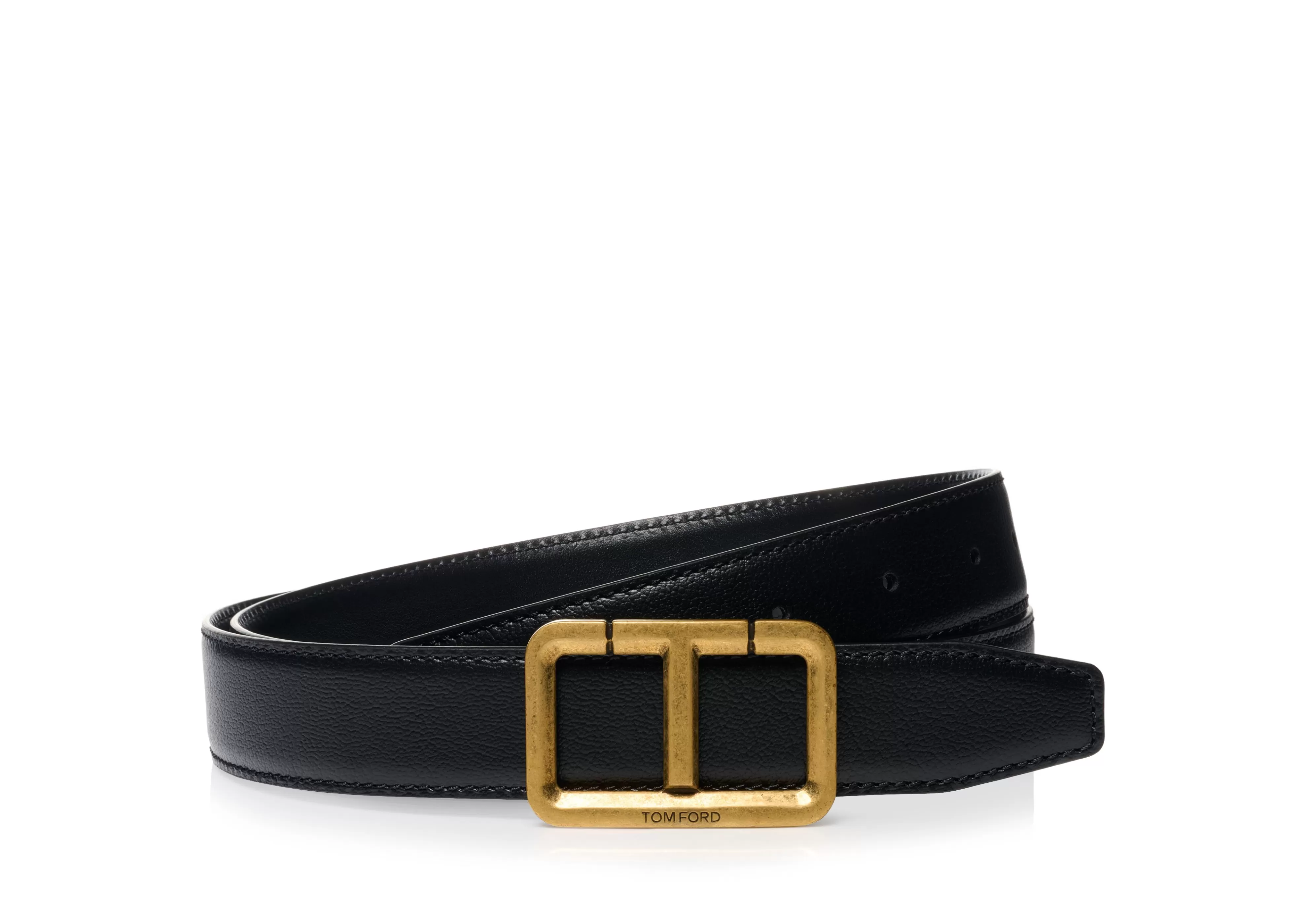 TOM FORD PRINTED GRAIN LEATHER SCORED T BELT BLACK^MEN Belts