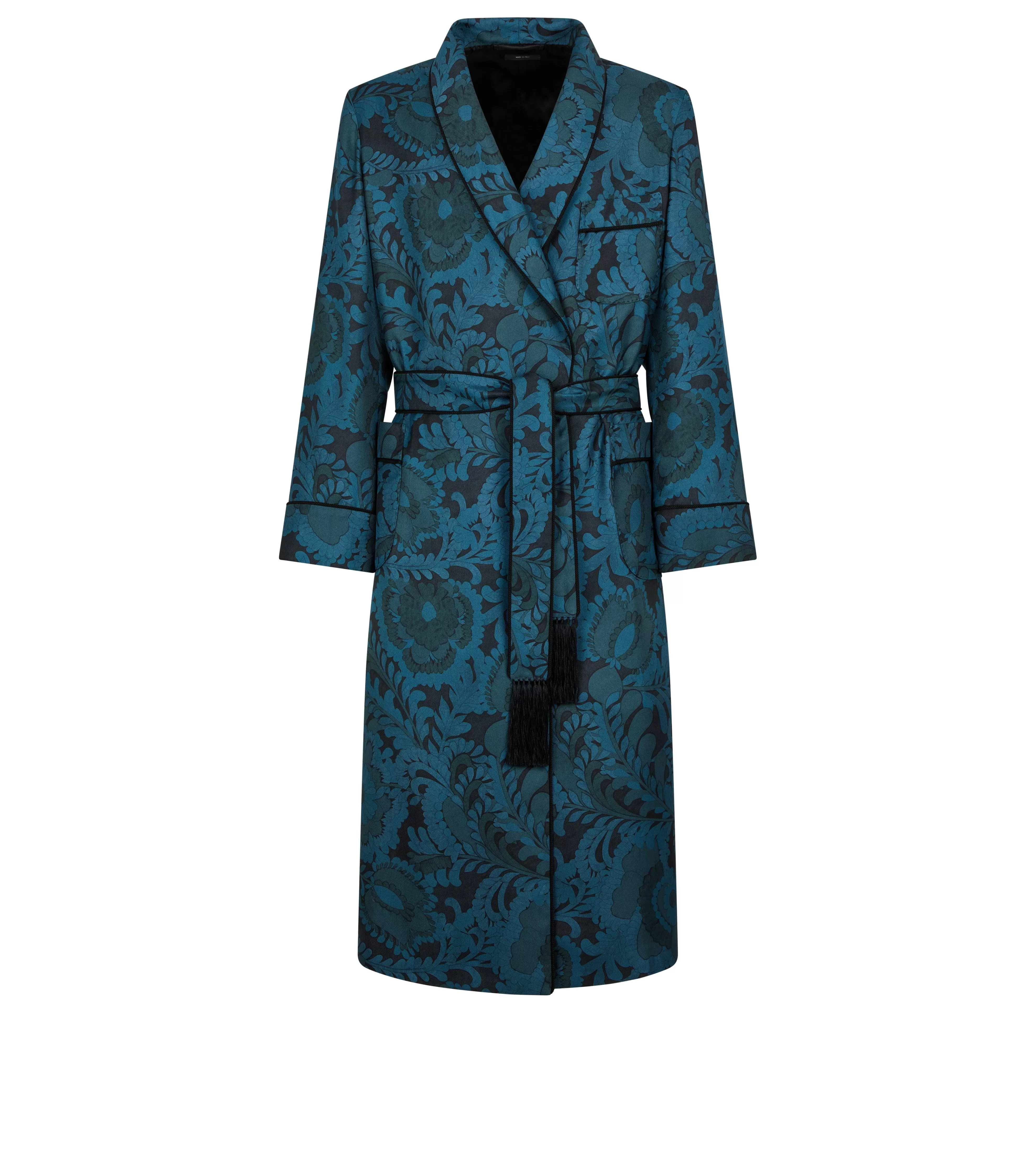 TOM FORD PRINTED SILK SHAWL COLLAR ROBE INDIGO^MEN | MEN ROBES | JETSETTER EDIT