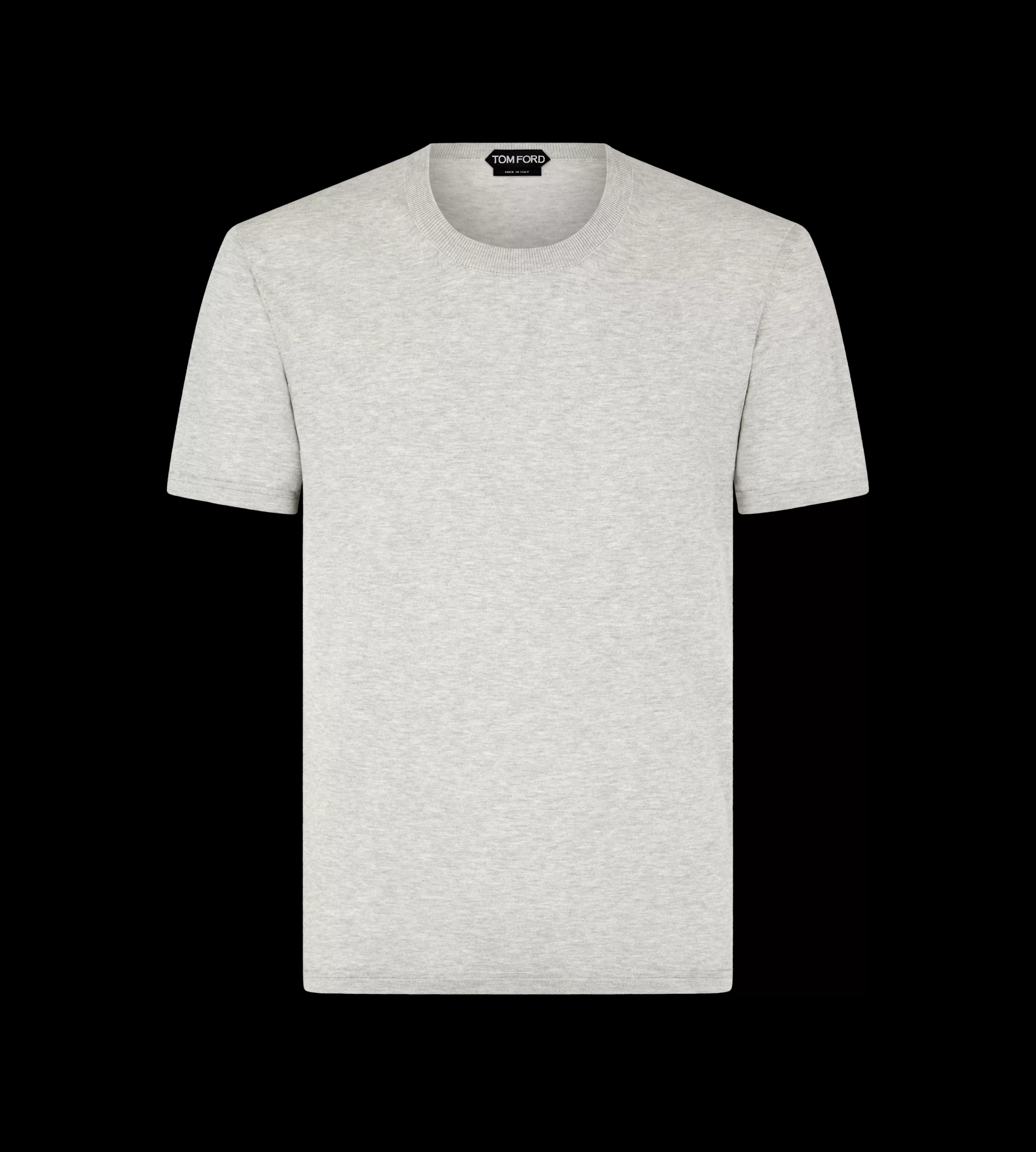 TOM FORD PURE COTTON CREW T-SHIRT LIGHT GREY^MEN SPRING 24