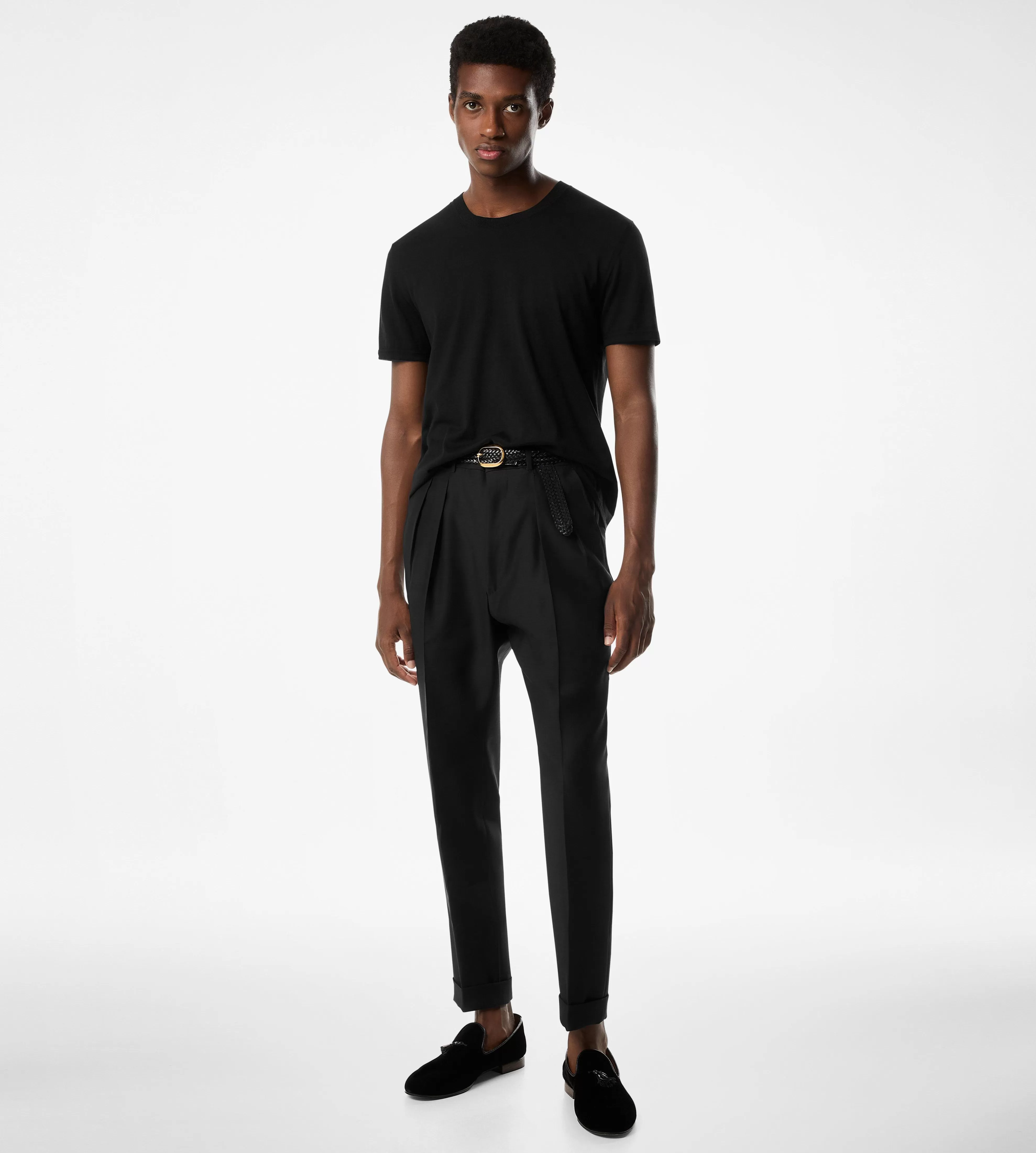 TOM FORD PURE COTTON CREW T-SHIRT BLACK^MEN SPRING 24