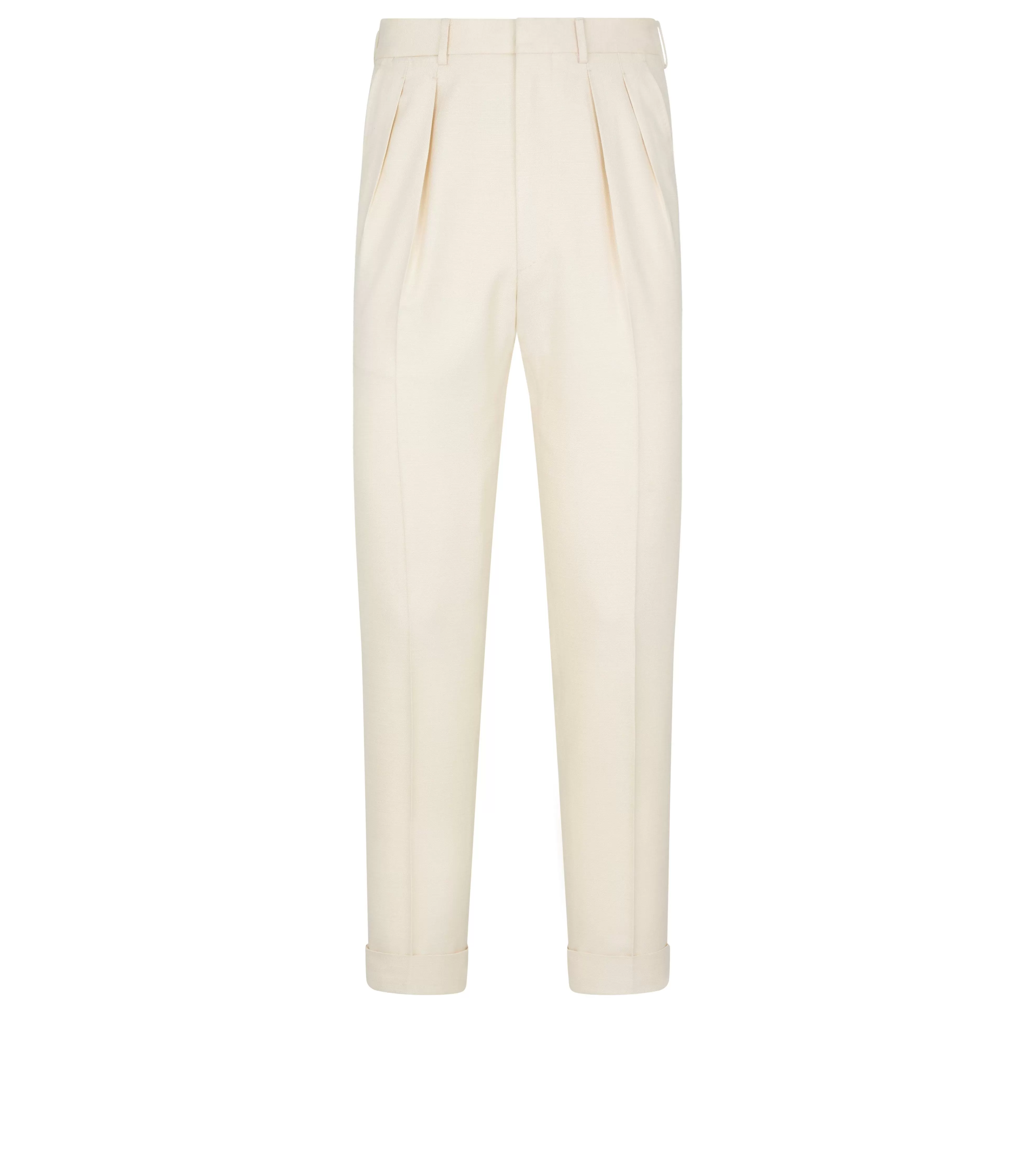 TOM FORD PURE SILK ATTICUS PLEAT TROUSER BONE^MEN | MEN Pants & Shorts | JETSETTER EDIT