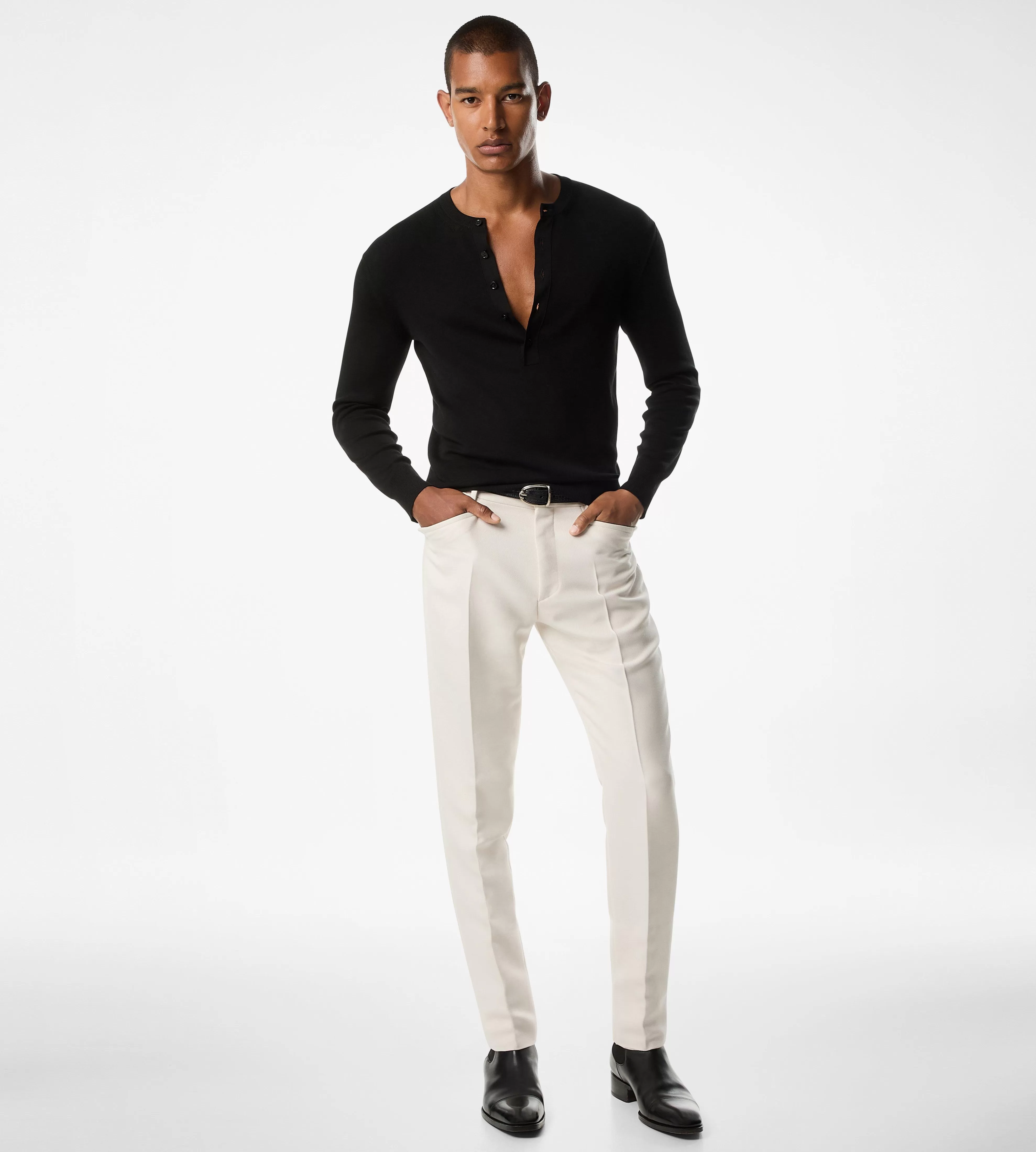 TOM FORD PURE SILK HENLEY BLACK^MEN | MEN | MEN Knitwear | Shirts | SPRING 24