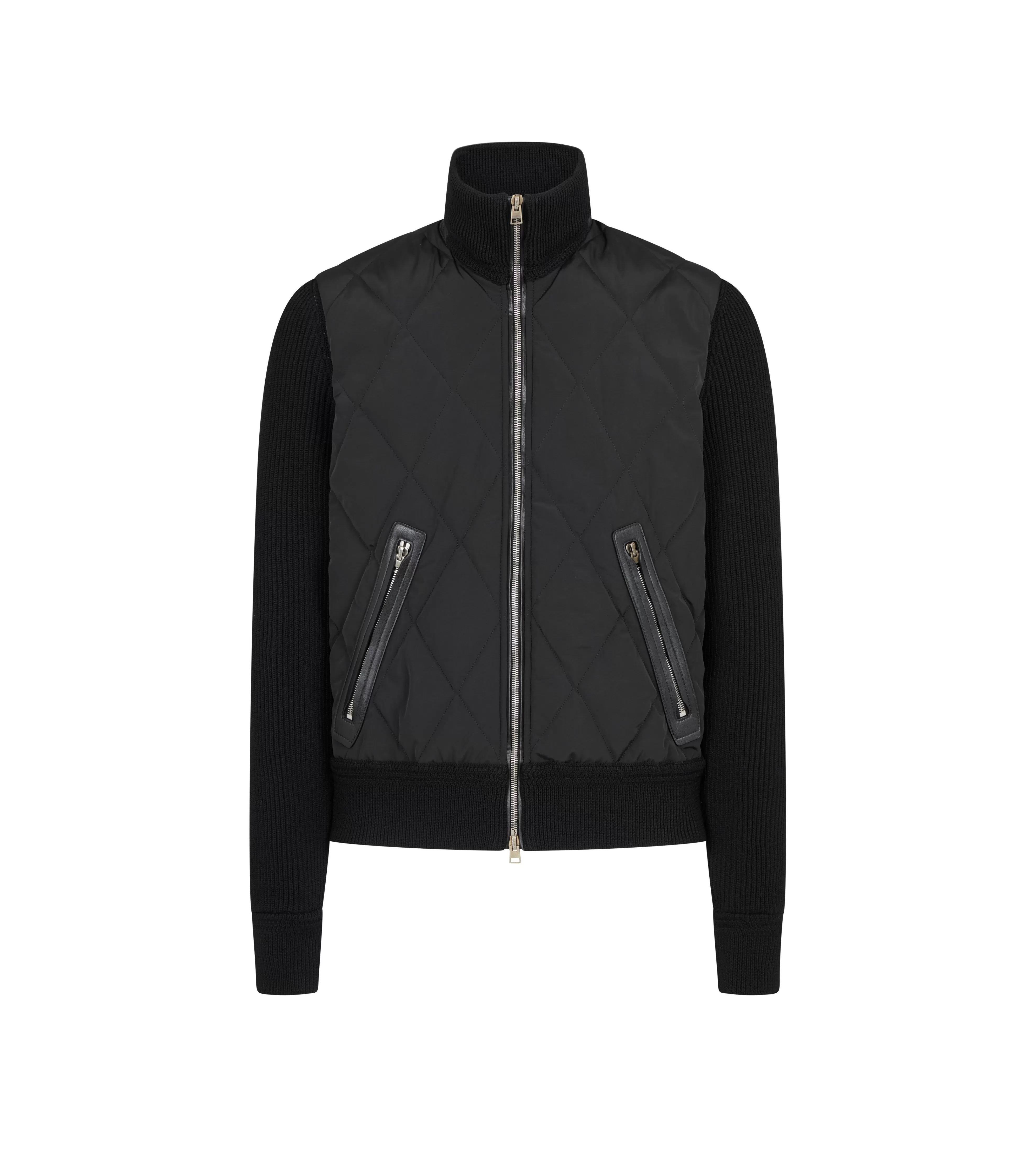 TOM FORD QUILTED NYLON MERINO ZIP THROUGH BLACK^MEN | MEN Knitwear | Outerwear