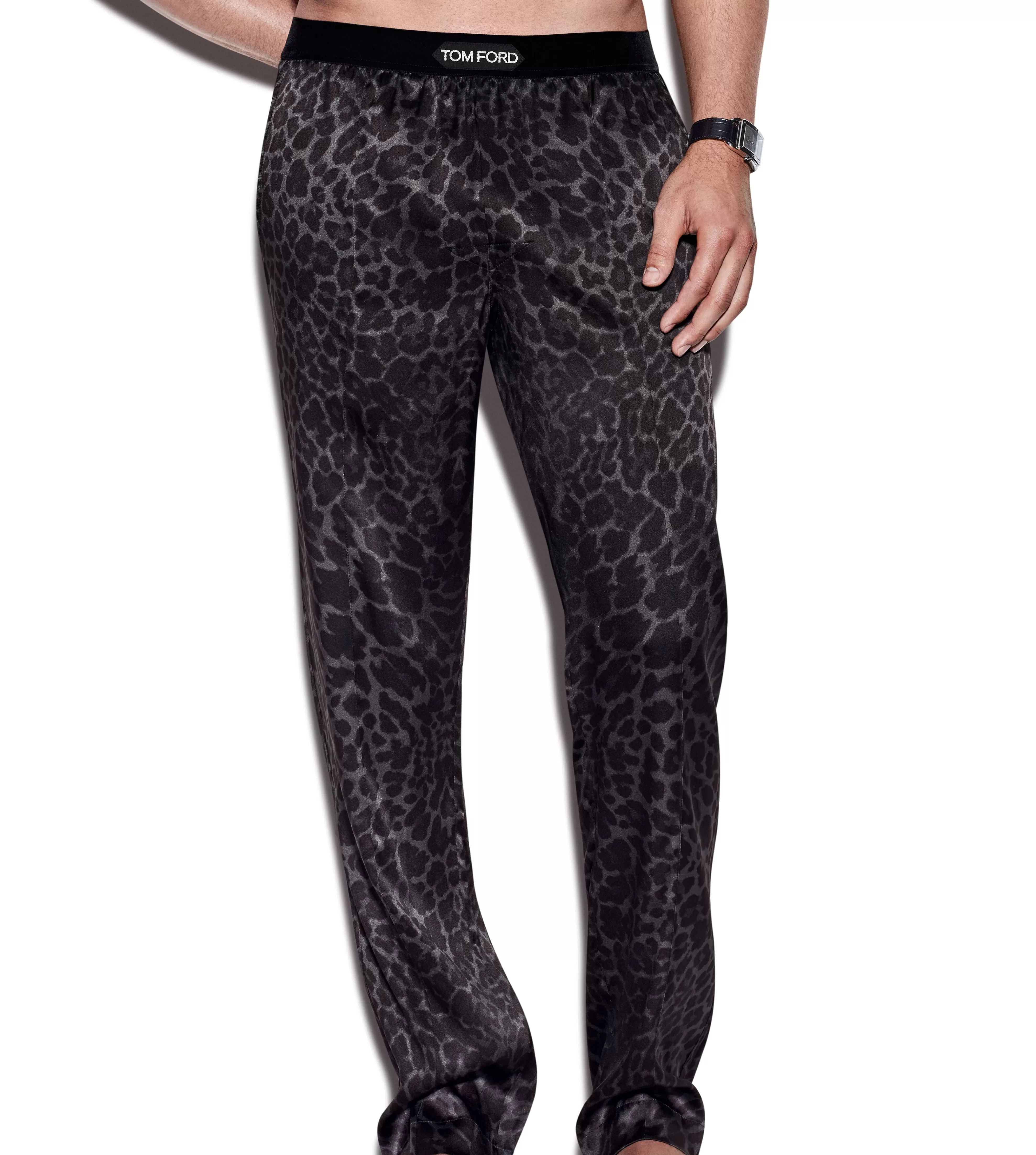 TOM FORD REFLECTED LEOPARD SILK PAJAMA PANTS INK^MEN PAJAMA PANTS & LONG JOHNS