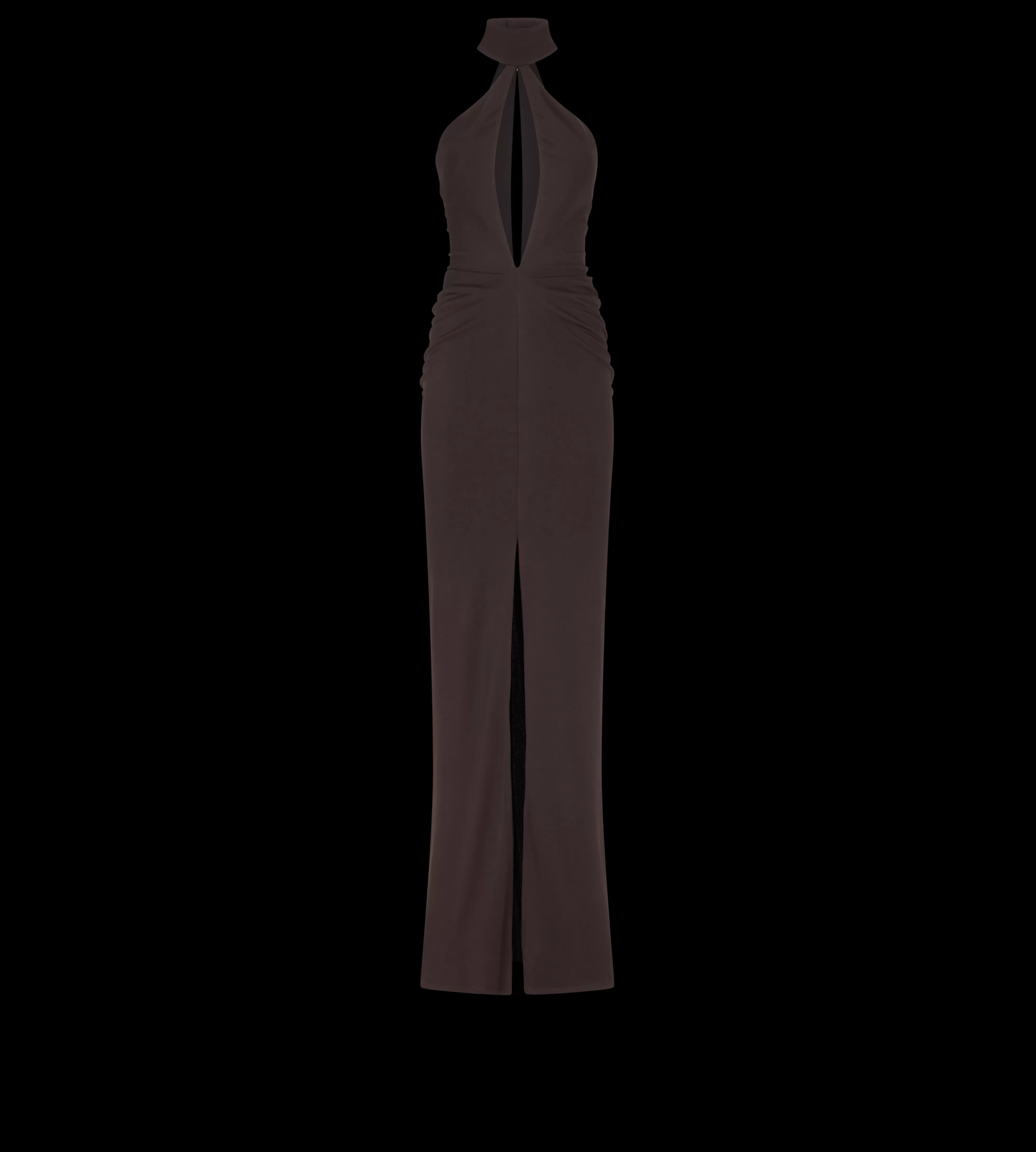 TOM FORD SABLE' JERSEY HALTERNECK EVENING DRESS DARK BROWN^WOMEN | WOMEN | WOMEN | WOMEN Evening | Dresses | JETSETTER EDIT | SPRING 24