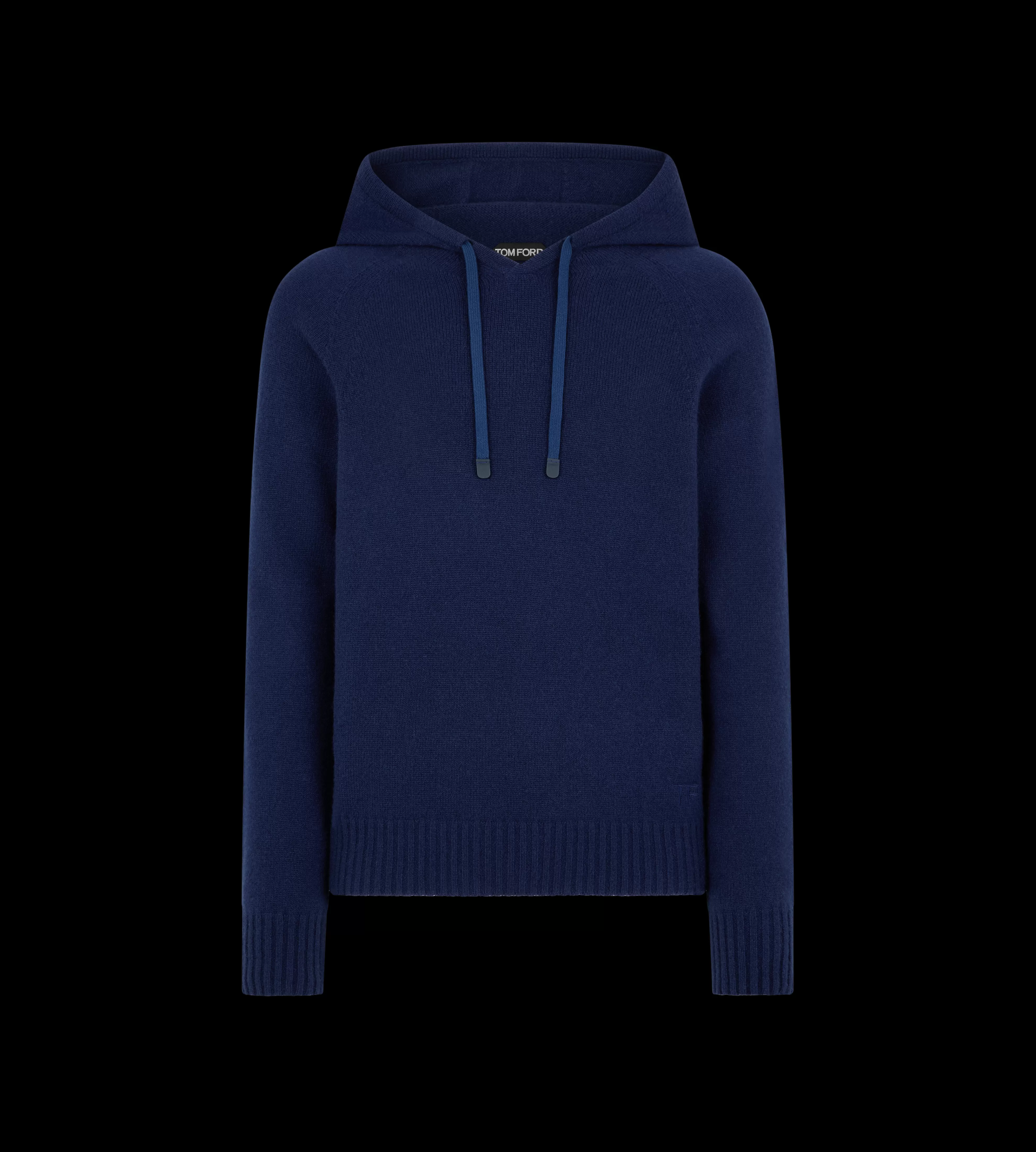 TOM FORD SEAMLESS CASHMERE HOODIE SPACE BLUE^MEN SPRING 24