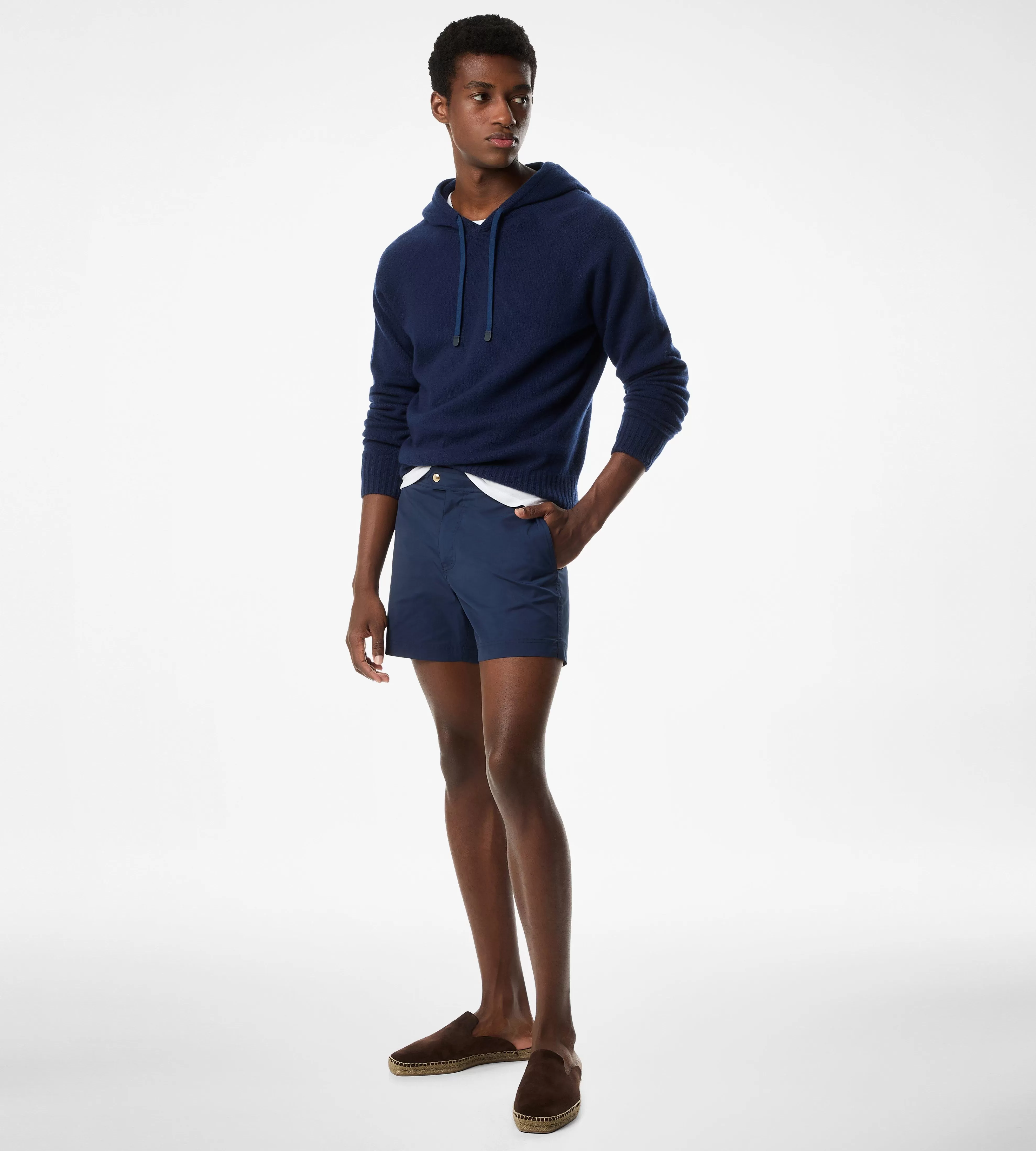 TOM FORD SEAMLESS CASHMERE HOODIE SPACE BLUE^MEN SPRING 24