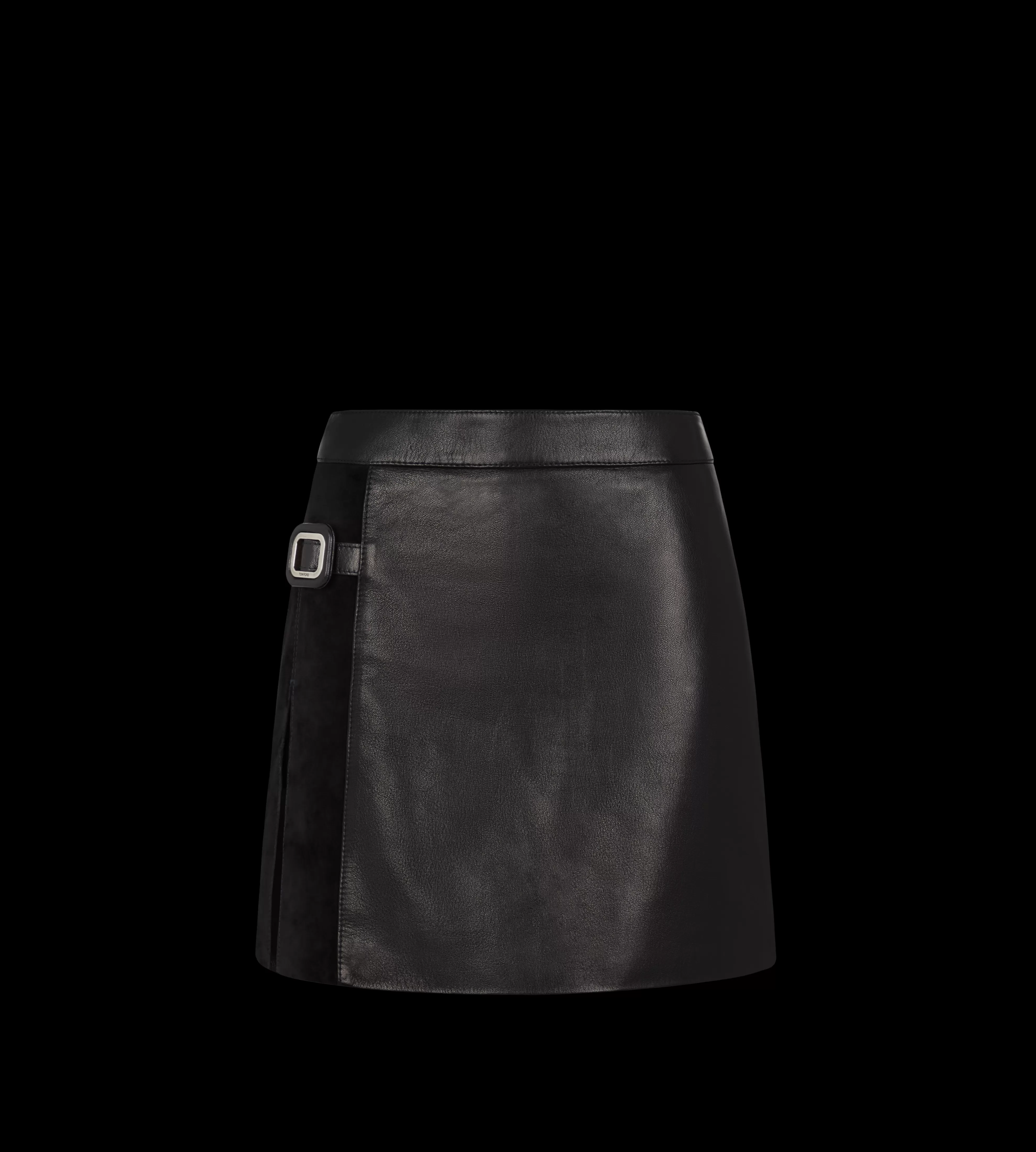 TOM FORD SHINY GOAT PLONGE' AND CASHMERE SUEDE MINI SKIRT BLACK^WOMEN SPRING 24