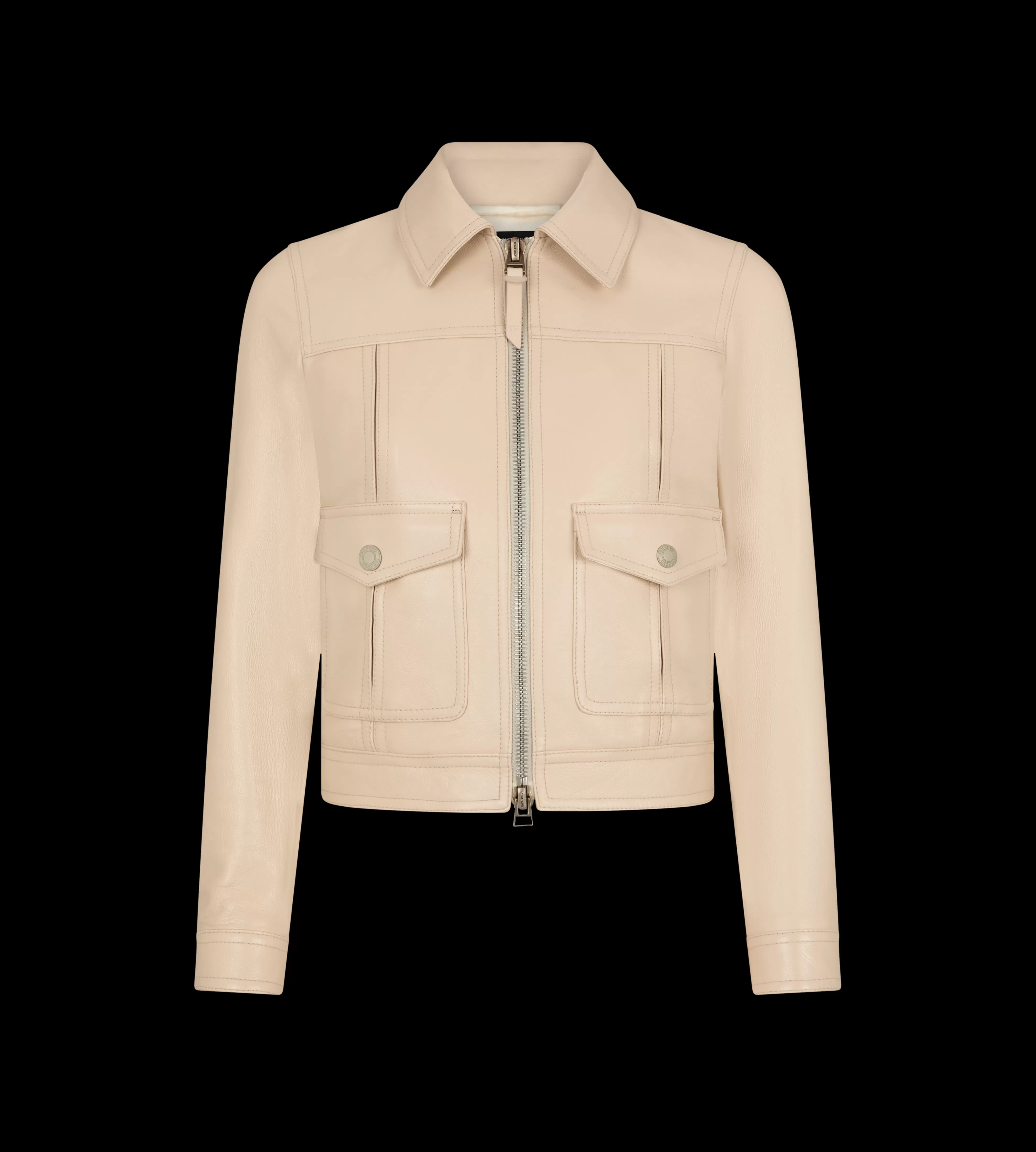 TOM FORD SHINY GRAINY CALF LEATHER BLOUSON BIRCH^WOMEN SPRING 24