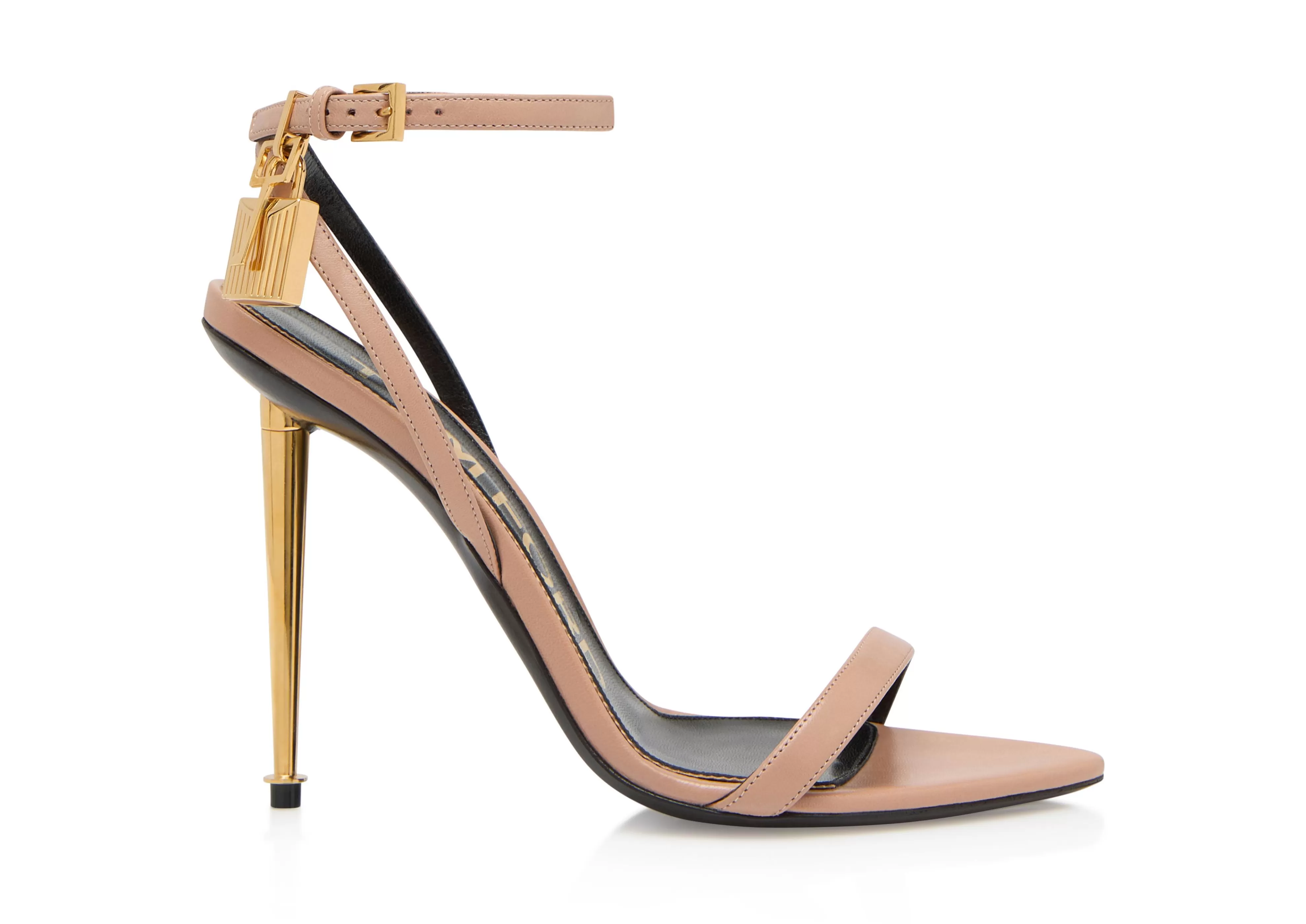 TOM FORD SHINY LEATHER PADLOCK POINTY NAKED SANDAL FLESH^WOMEN | WOMEN Sandals | The Padlock