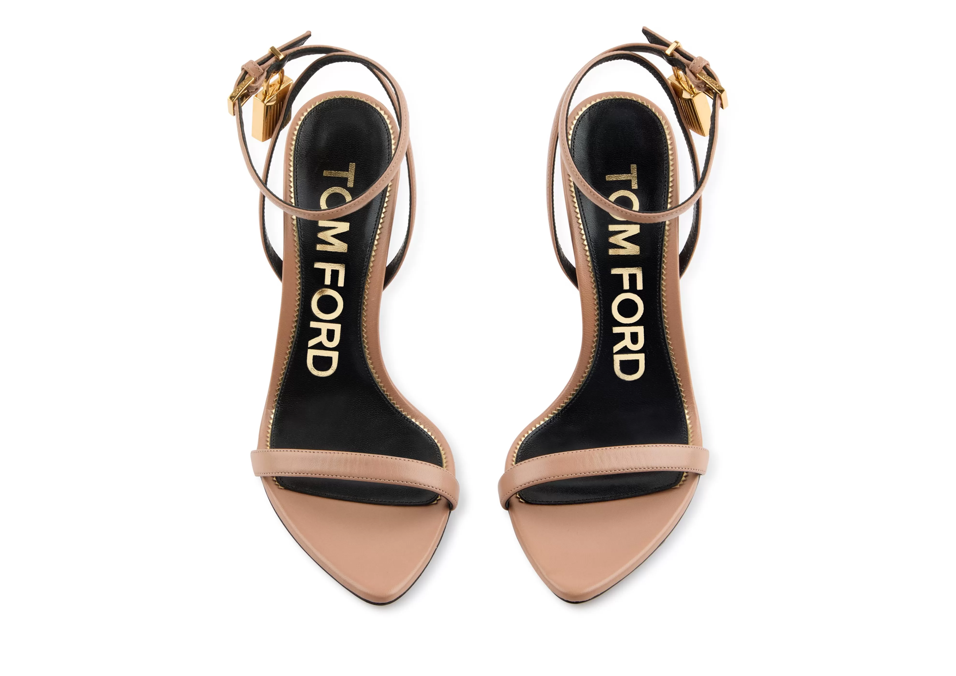 TOM FORD SHINY LEATHER PADLOCK POINTY NAKED SANDAL FLESH^WOMEN | WOMEN Sandals | The Padlock