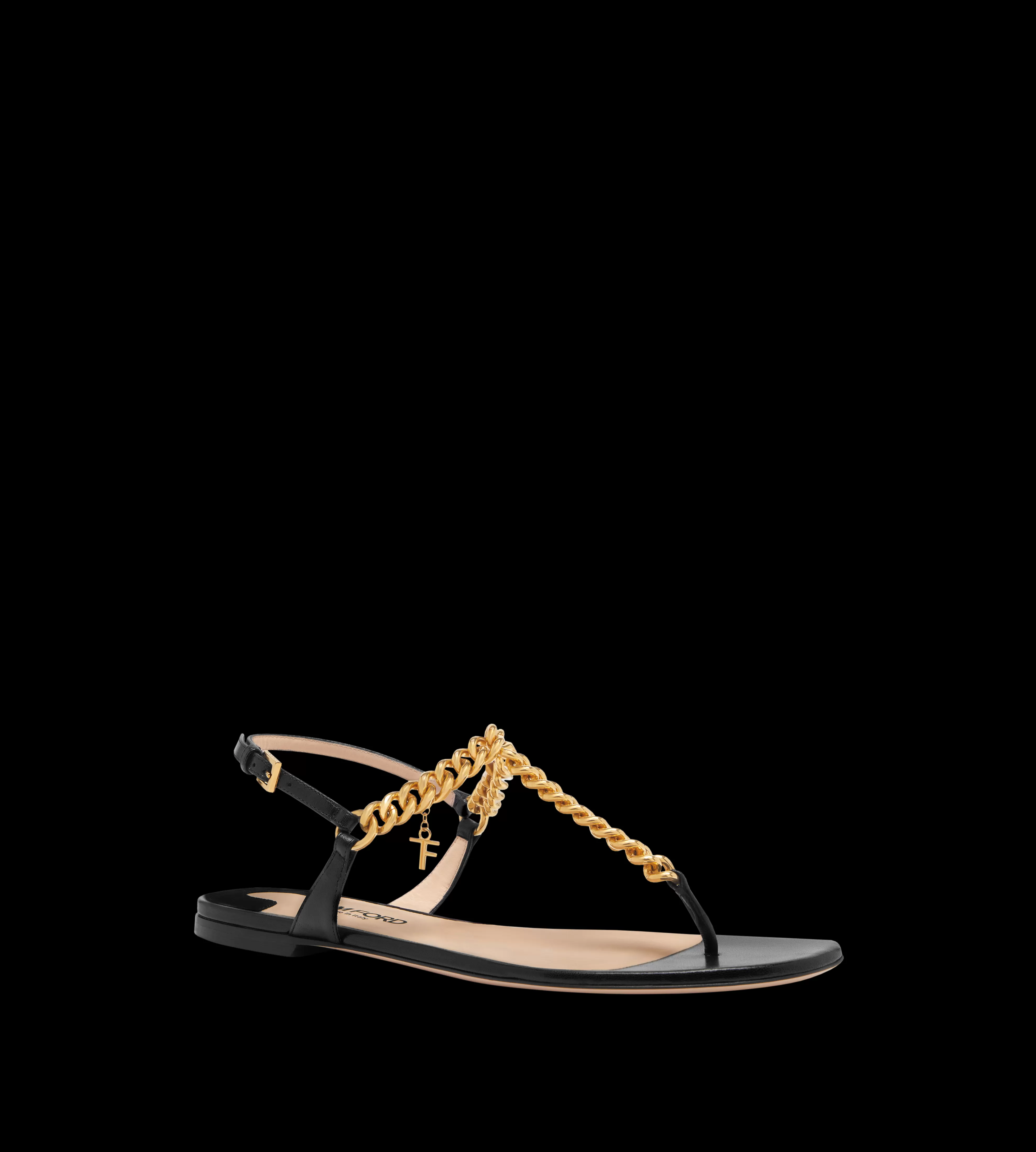 TOM FORD SHINY LEATHER ZENITH THONG SANDAL BLACK^WOMEN | WOMEN | WOMEN | WOMEN Flats | Sandals | JETSETTER EDIT | SPRING 24