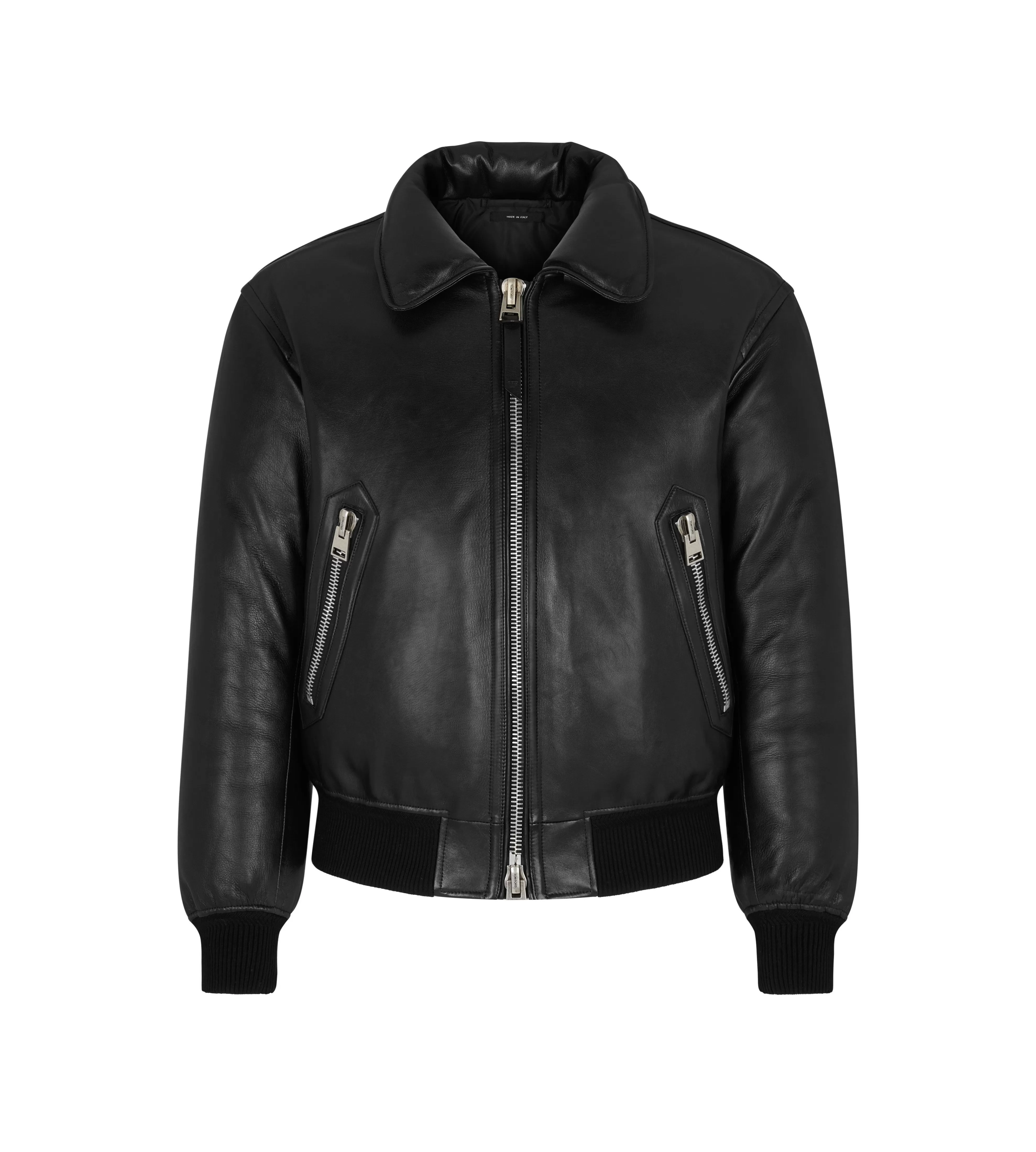 TOM FORD SHINY NAPPA PLONGE DOWN-FILL BOMBER BLACK^MEN | MEN Outerwear | AUTUMN/WINTER 23