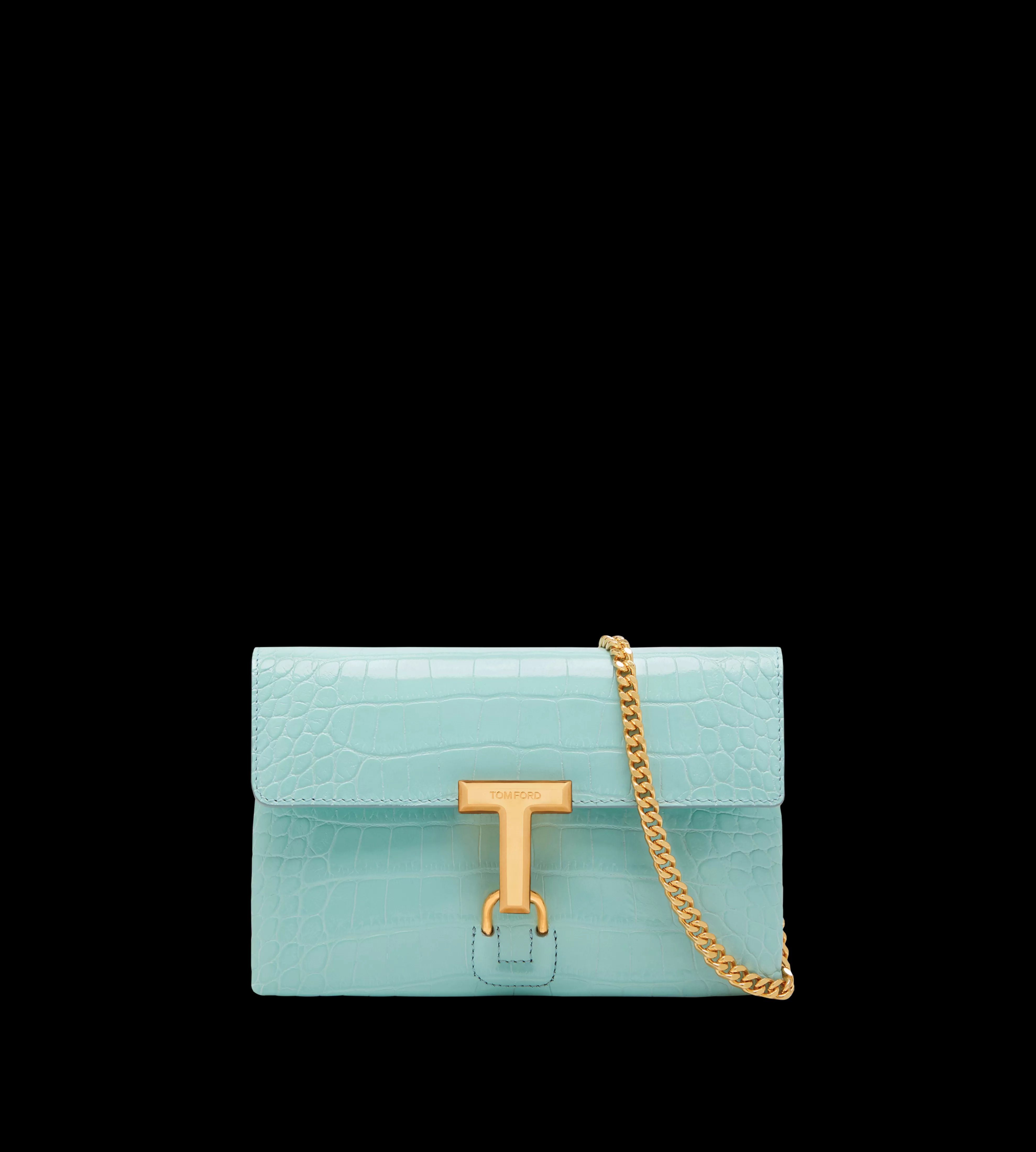 TOM FORD SHINY STAMPED CROCODILE LEATHER MONARCH MINI BAG PASTEL TURQUOISE^WOMEN | WOMEN | WOMEN Shoulder Bags | JETSETTER EDIT | SPRING 24