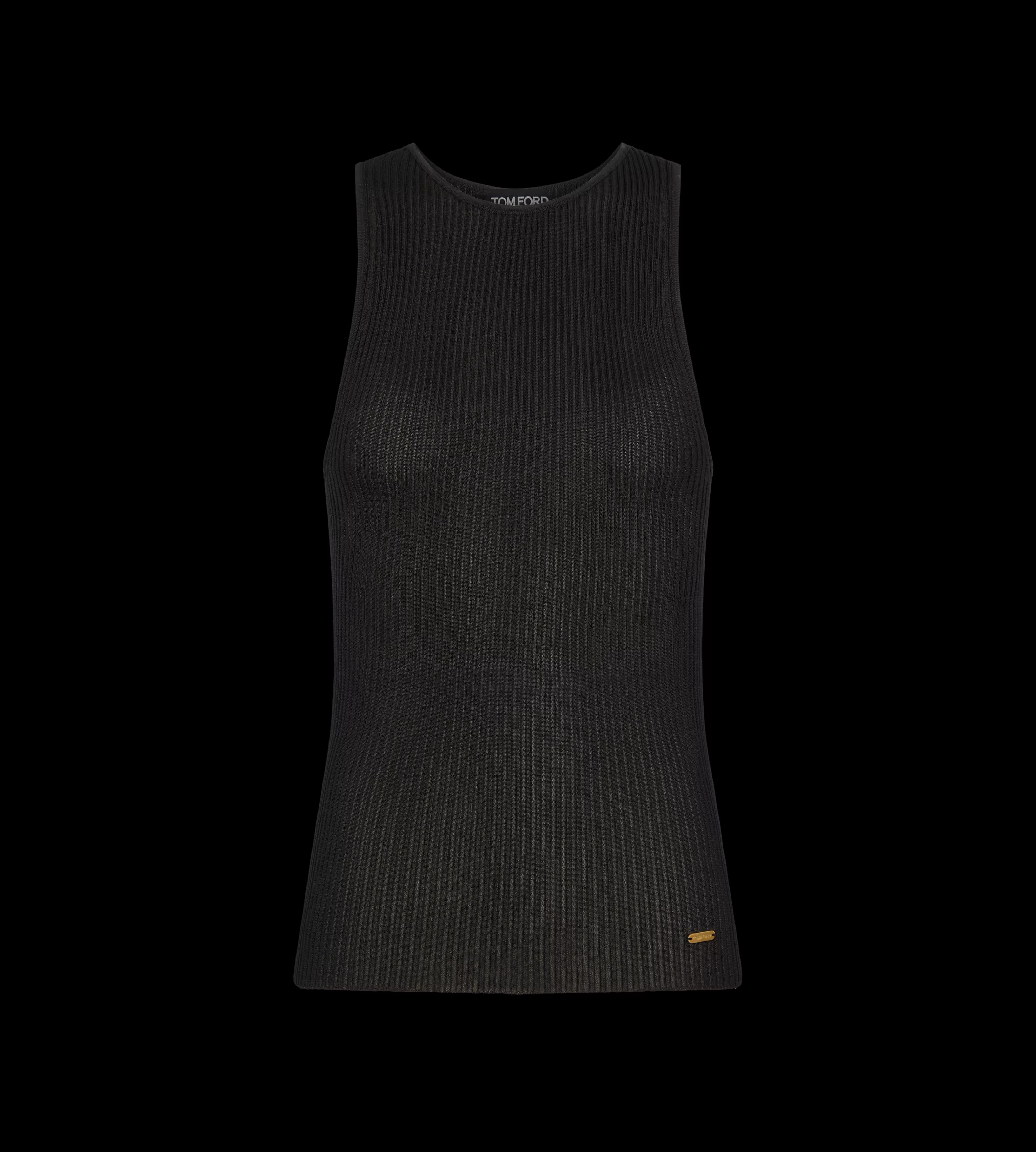 TOM FORD SHINY VISCOSE RIB KNIT TANK TOP BLACK^WOMEN SPRING 24