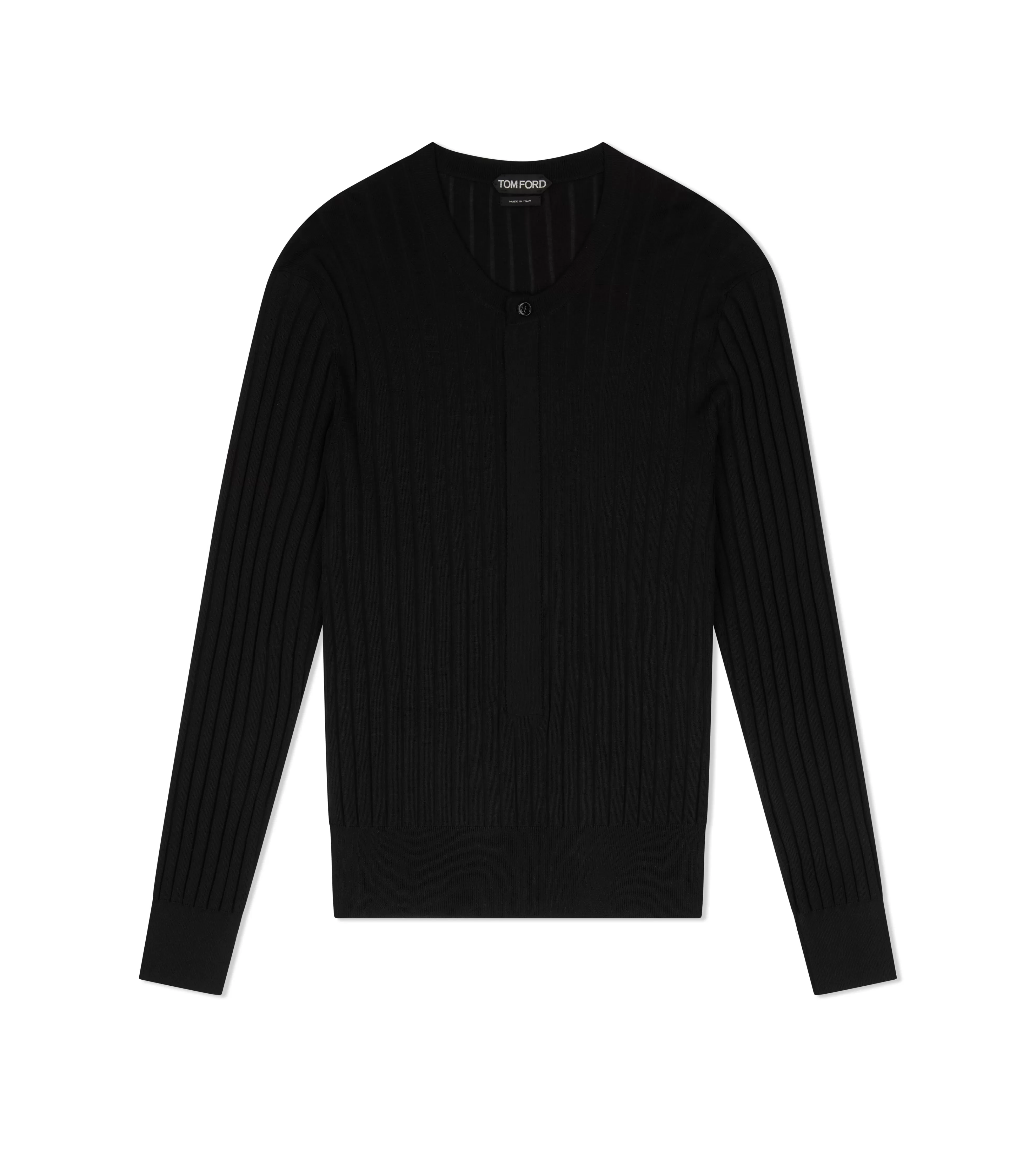 TOM FORD SILK BLEND HENLEY BLACK^MEN Knitwear